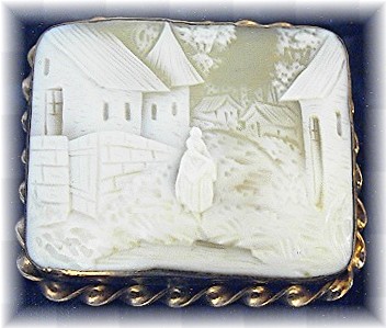 Antique Square Oriental Look Genuine Shell Cameo