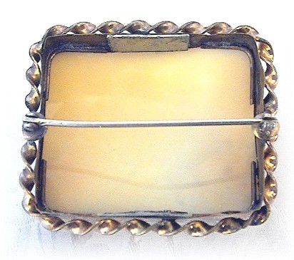 Antique Square Oriental Look Genuine Shell Cameo