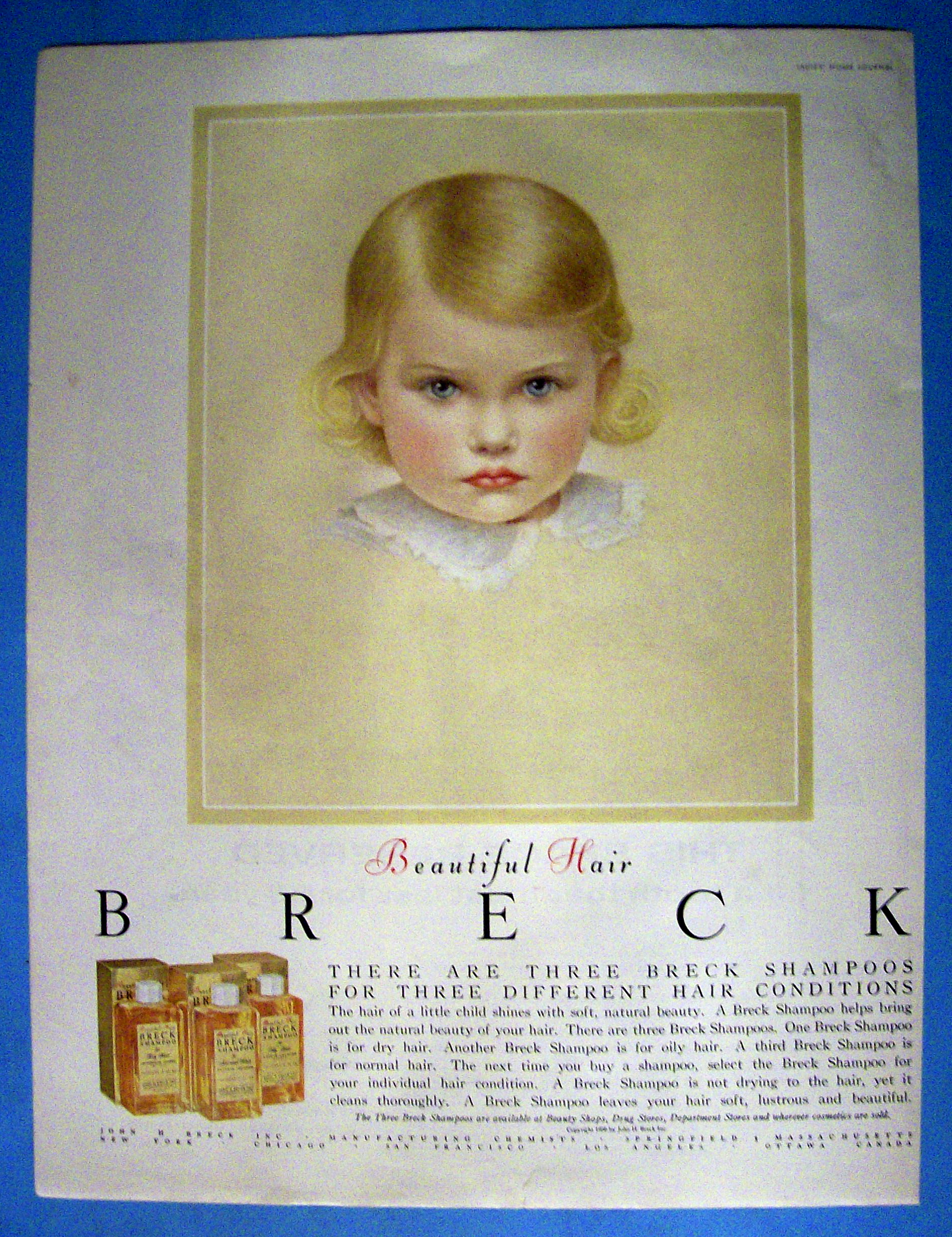 1956 Breck Shampoo with Breck Blond Haired Baby Girl