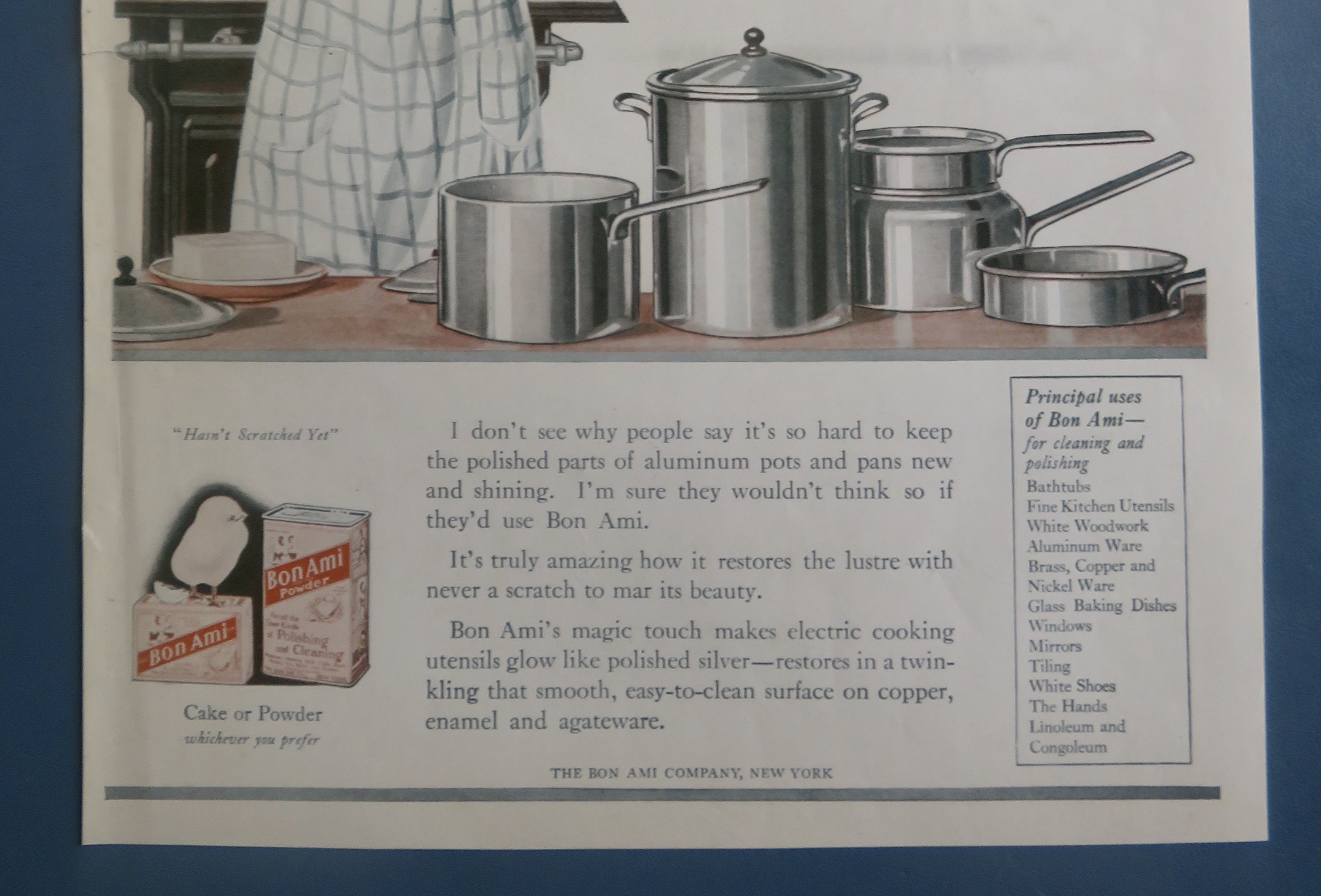 1922 Bon Ami Cake/Powder with Woman Cleaning Pot