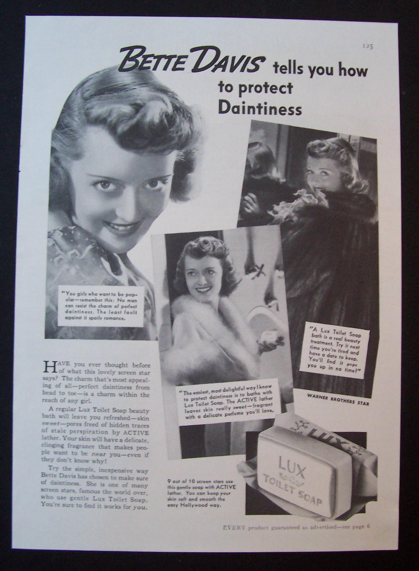 1937 Lux Toilet Soap with Bette Davis