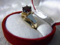 14K Gold 2 ct  Rhodonite Garnet Ring