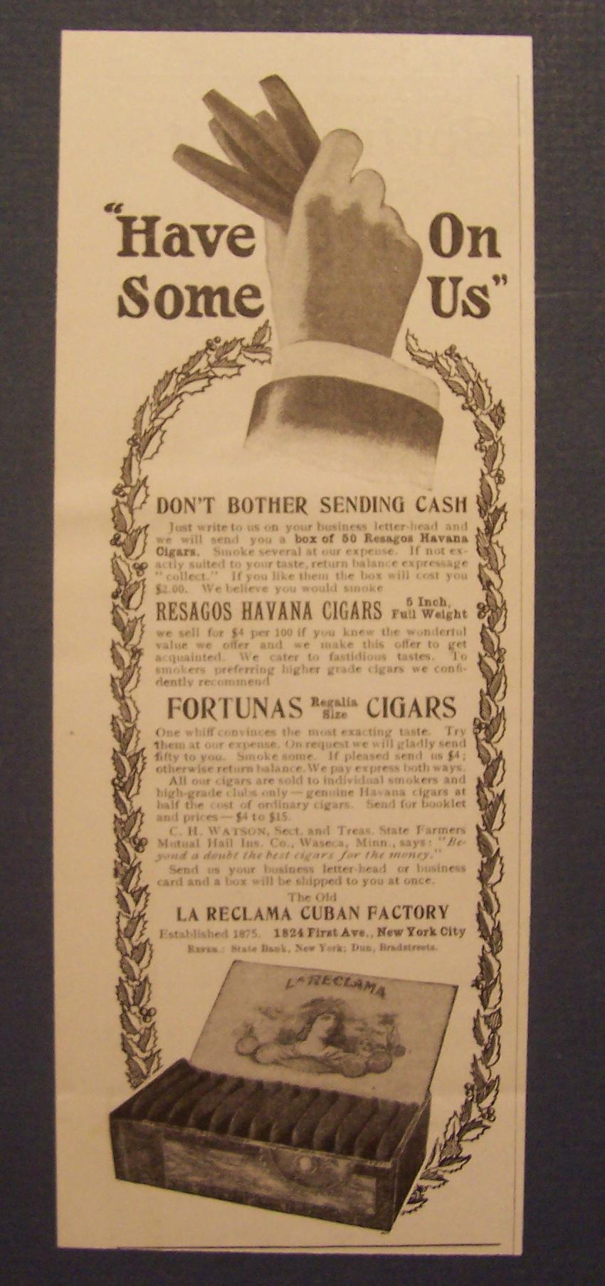 1904  La  Reclama  Cuban  Factory