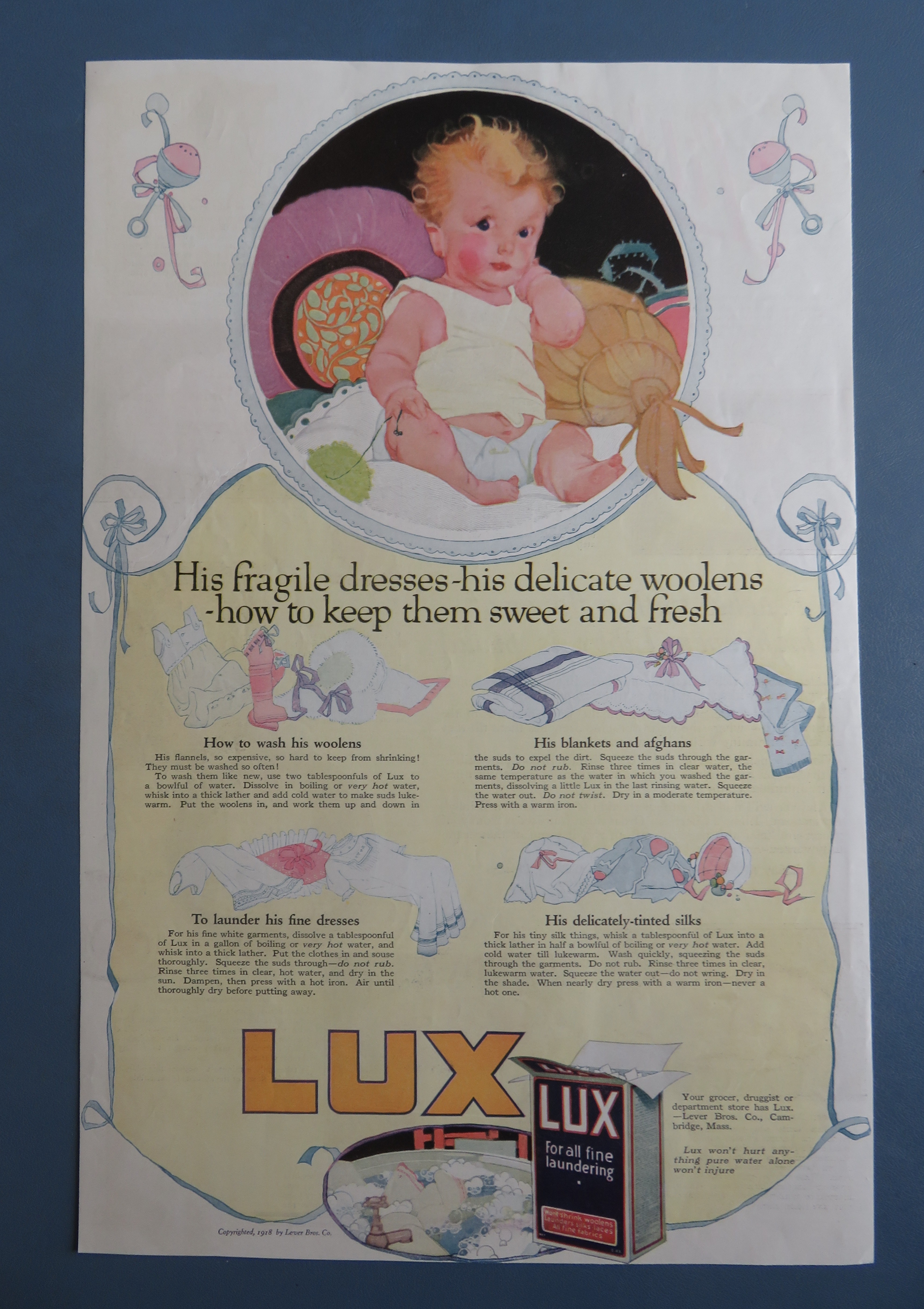 1918 Lux Soap with Baby In Shirt & Diaper