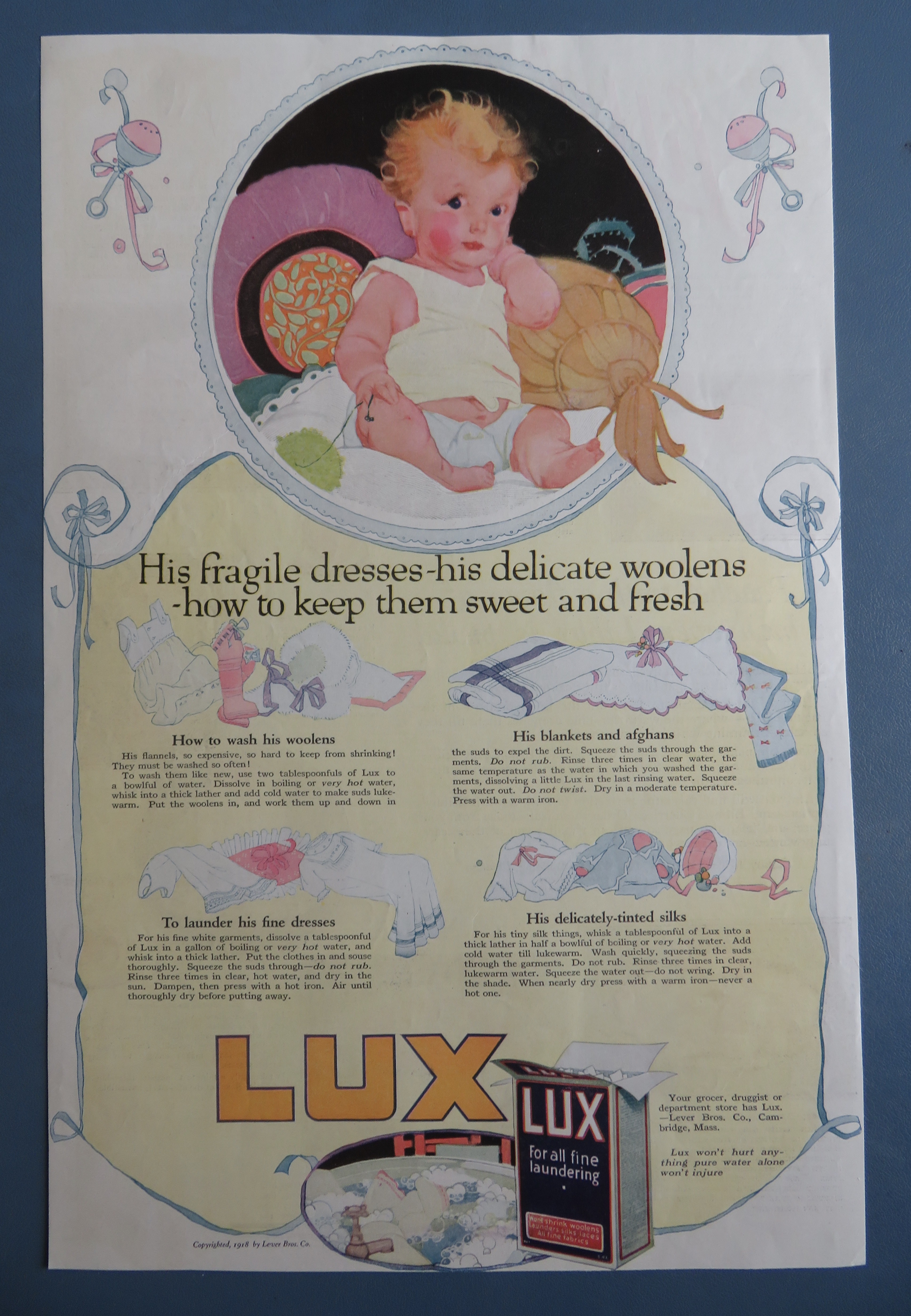 1918 Lux Soap with Baby In Shirt & Diaper