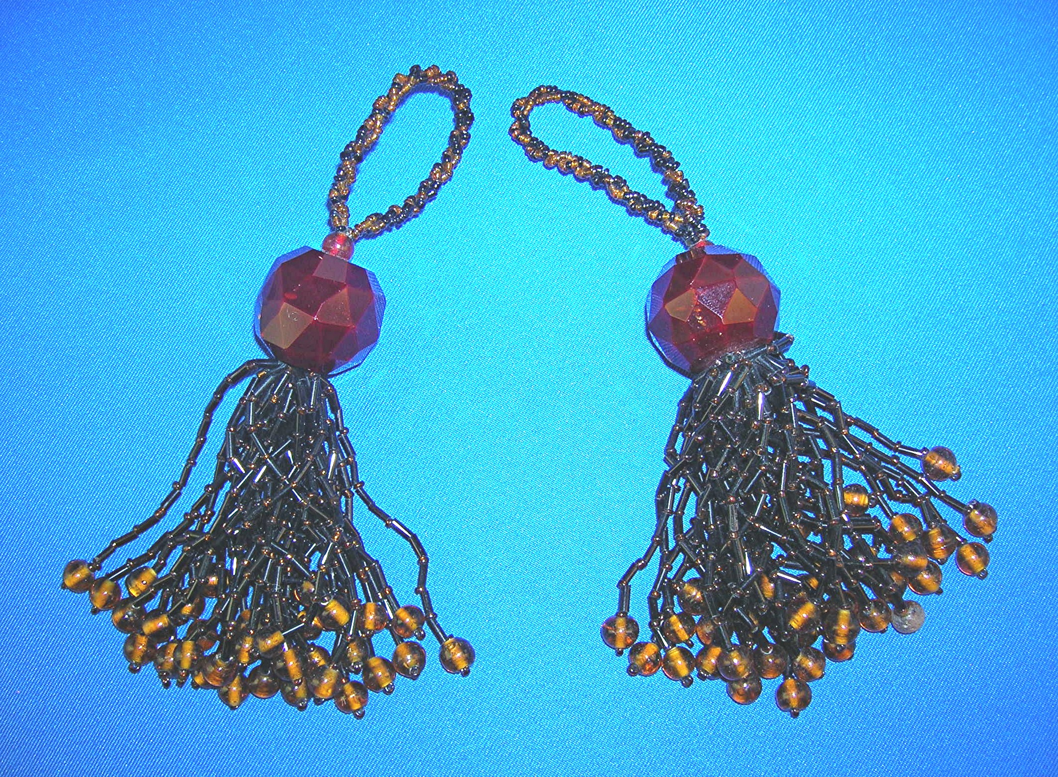 Black and Gold Glass Bead Tassles