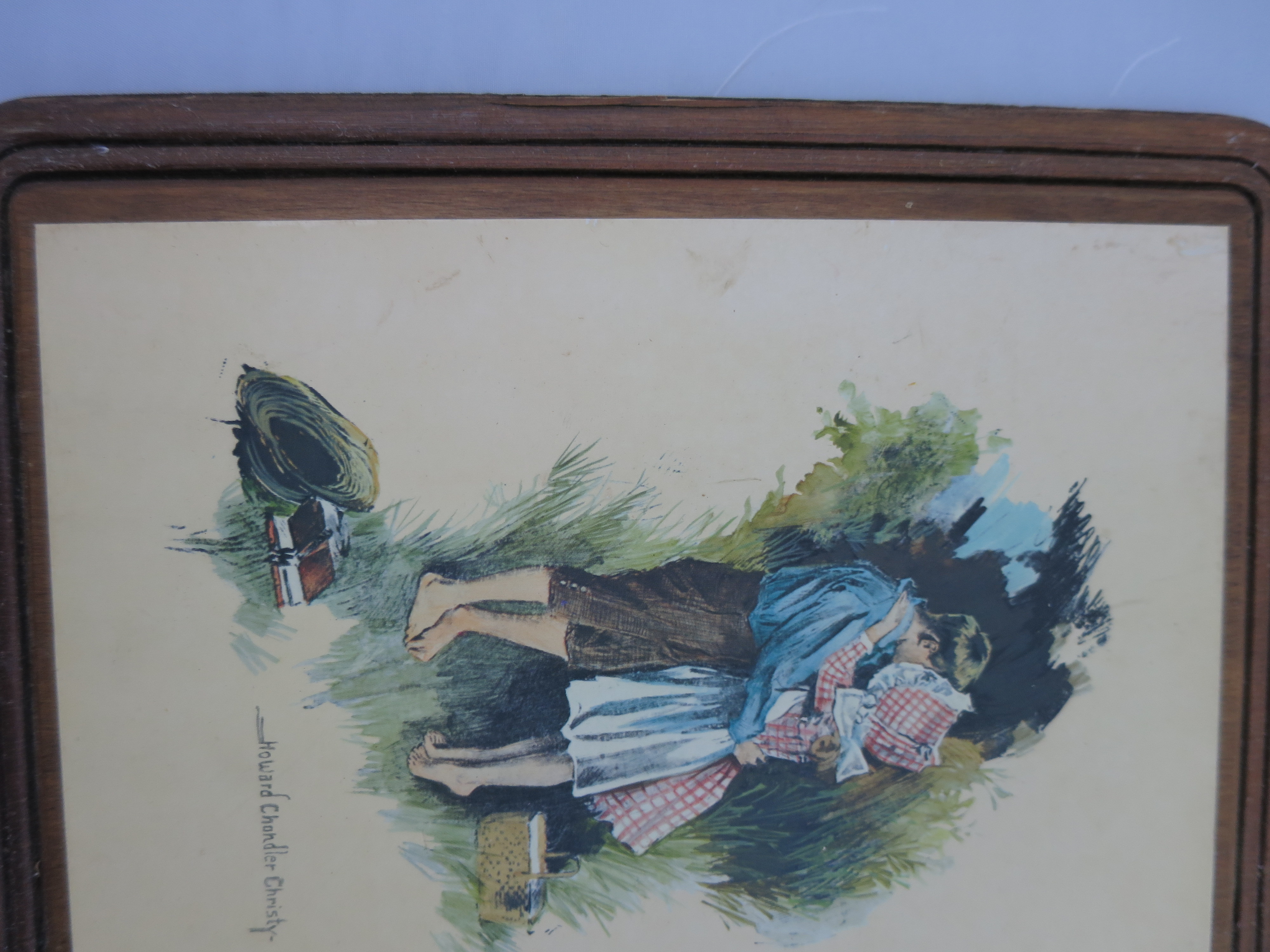 Howard Chandler Christy Boy Girl Kissing Print on board crafted