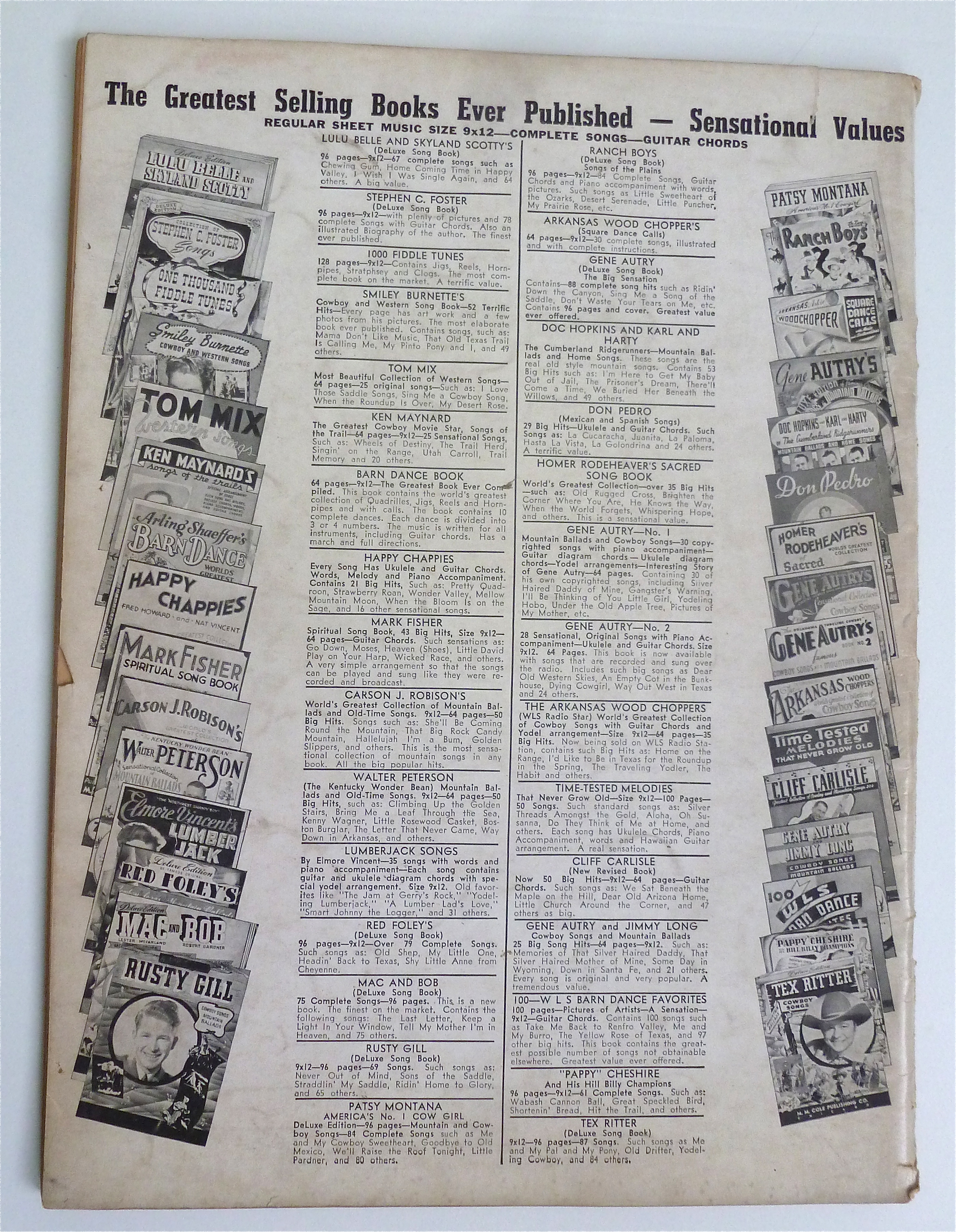 Sheet Music 1934 Gene Autry's Cowboy Songs & Ballads