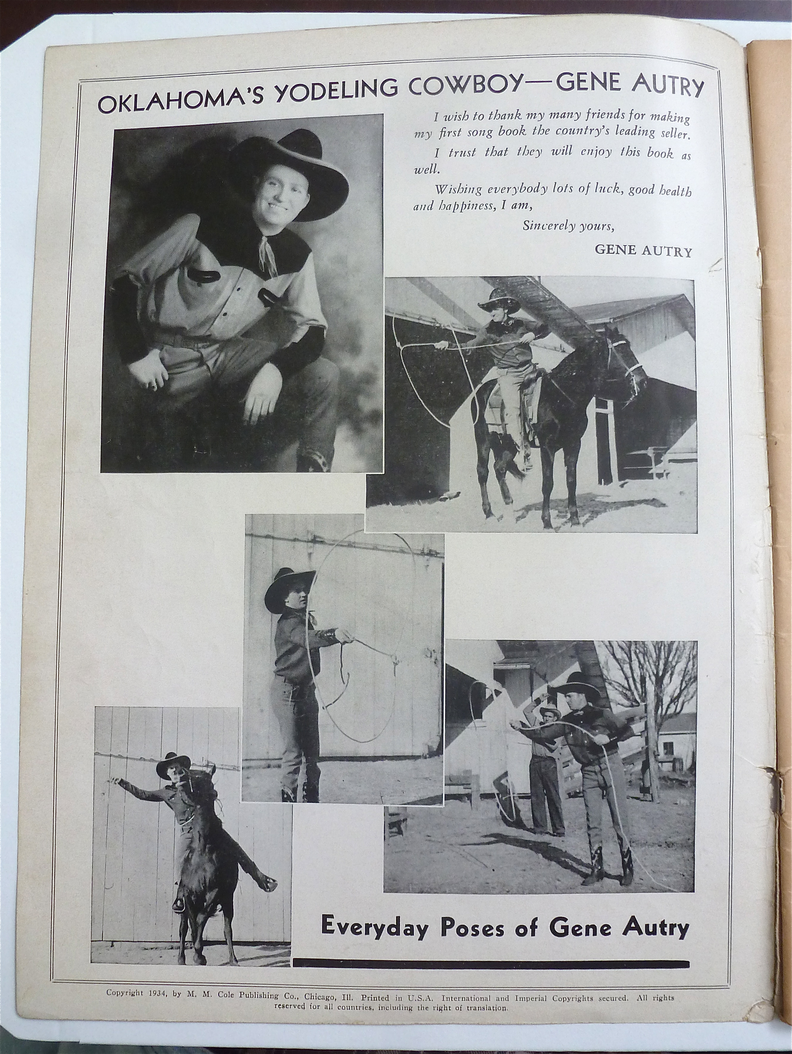 Sheet Music 1934 Gene Autry's Cowboy Songs & Ballads