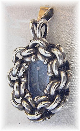 Antique Faceted Large Blue Topaze Pendant KJ