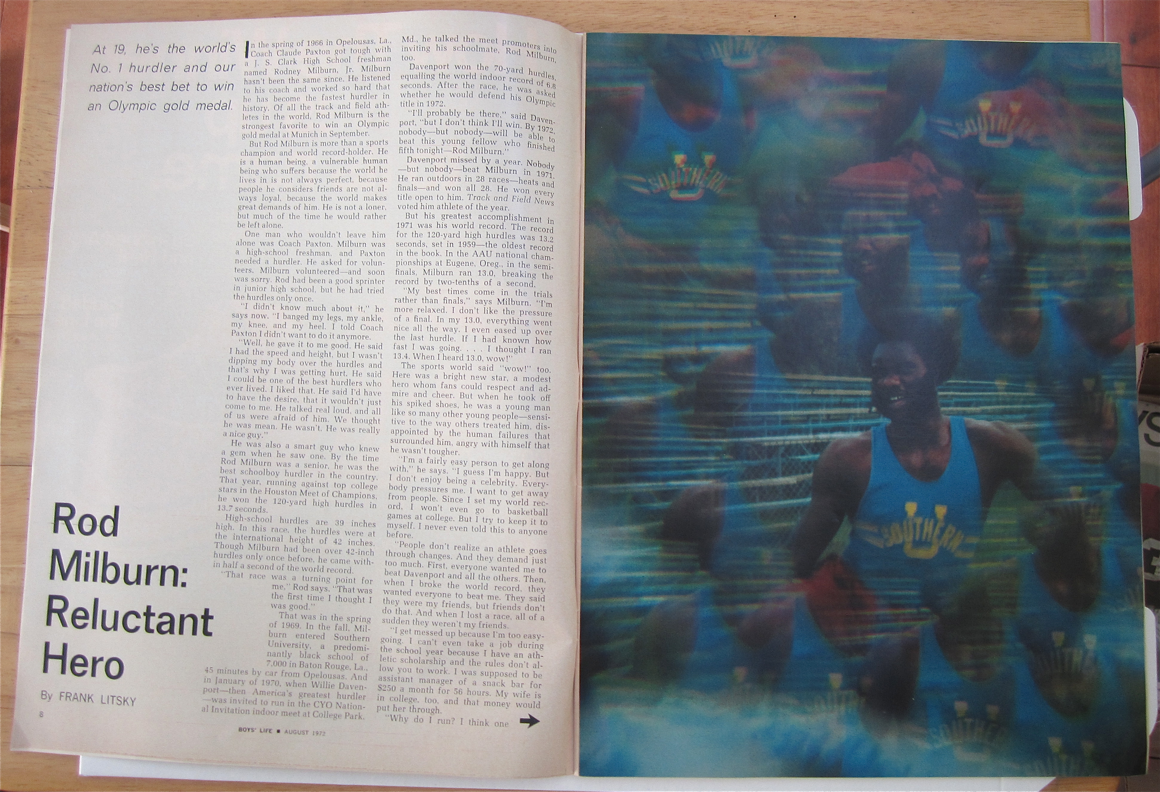 Boys Life Magazine August 1972 Rod Milburn:Best Hurdler