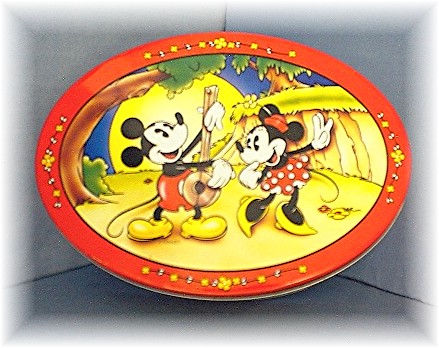 Cookie Tin Metal 1996 Mickey & Minnie Mouse
