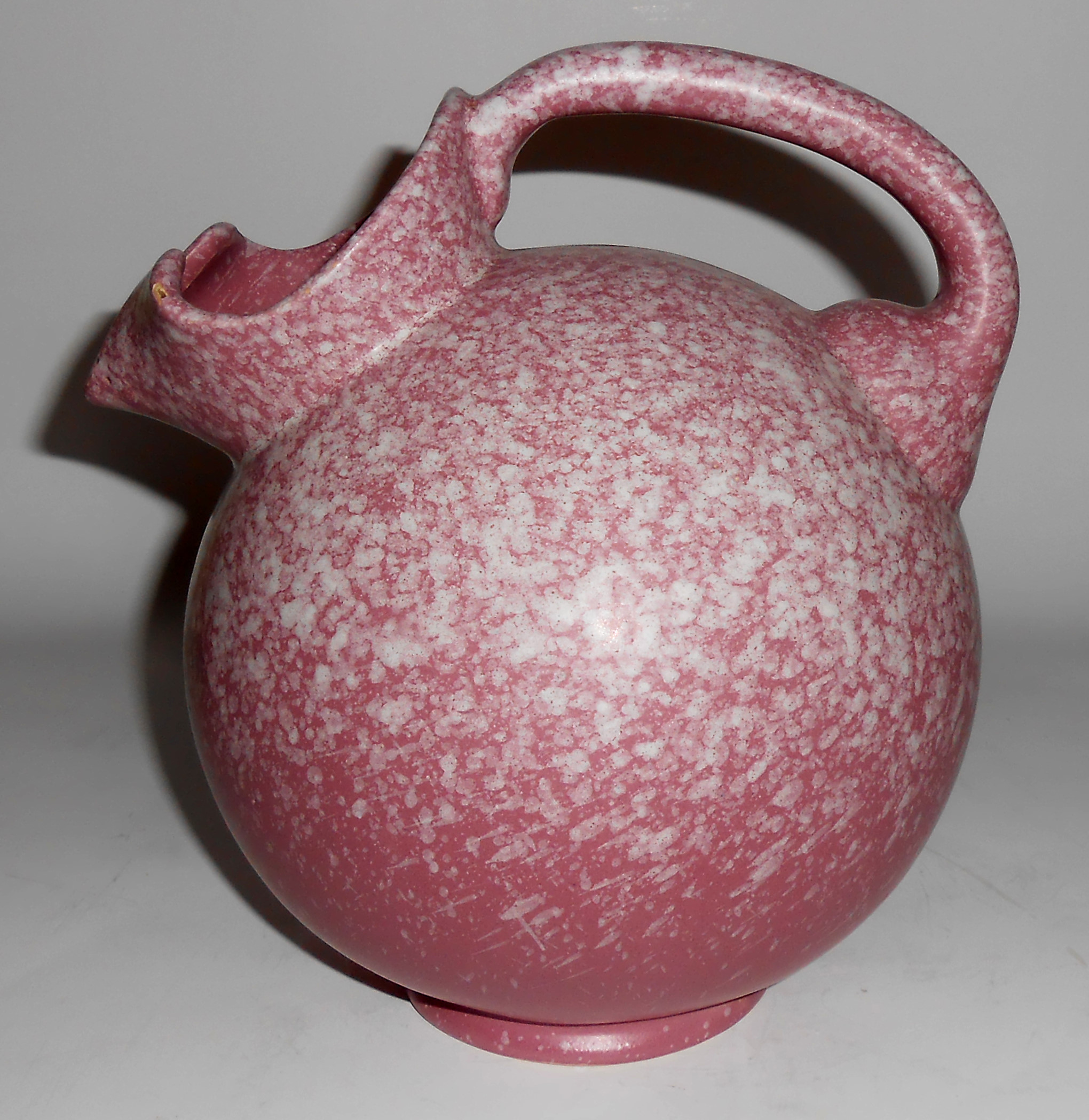 Dickota Pottery Peacock Pink Ice Lip Ball Jug Pitcher