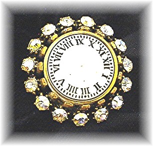 Blumenthal Borealis Crystal Goldtone Clock Brooch