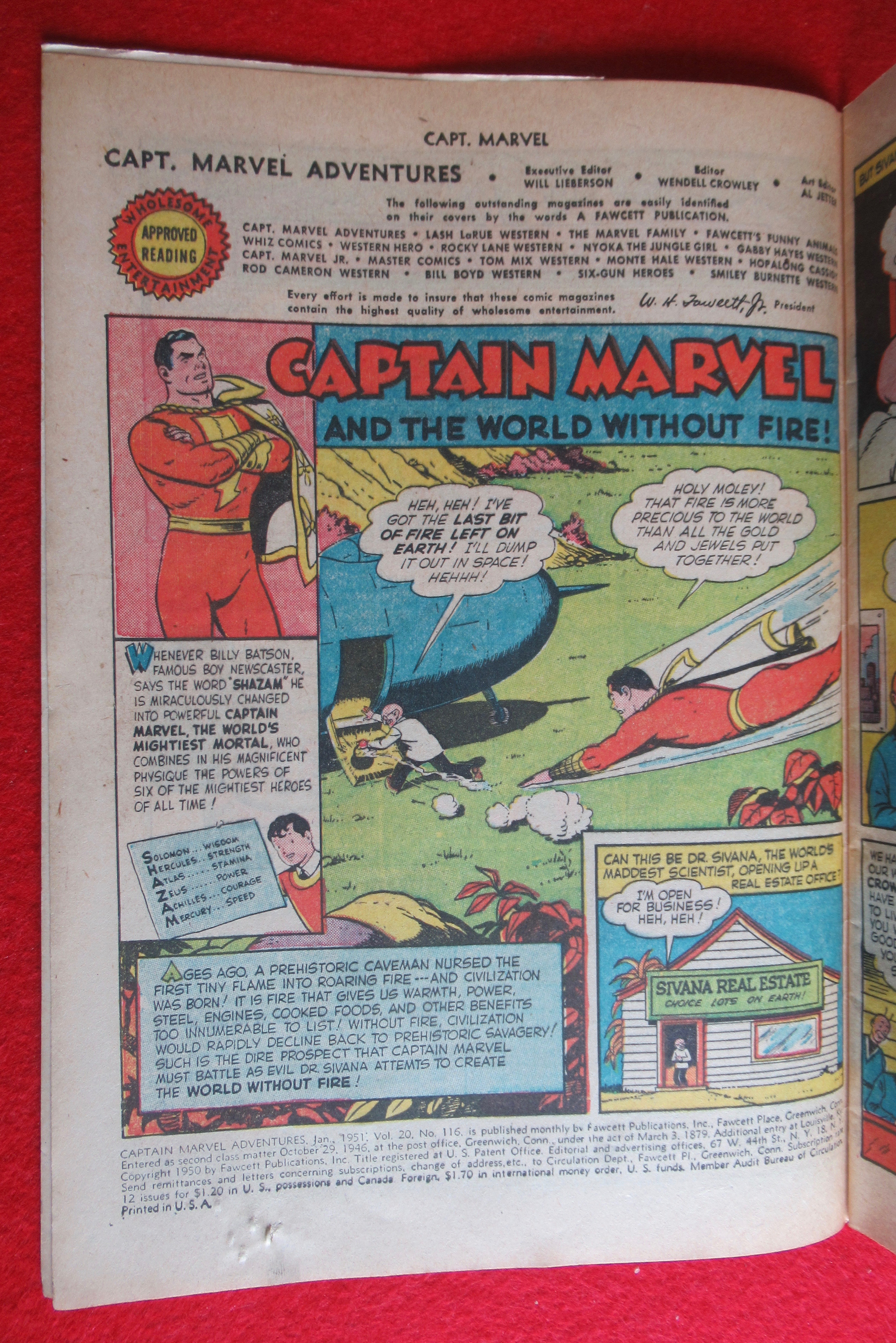 Captain Marvel Comic January 1951 Flying Saucer Mystery