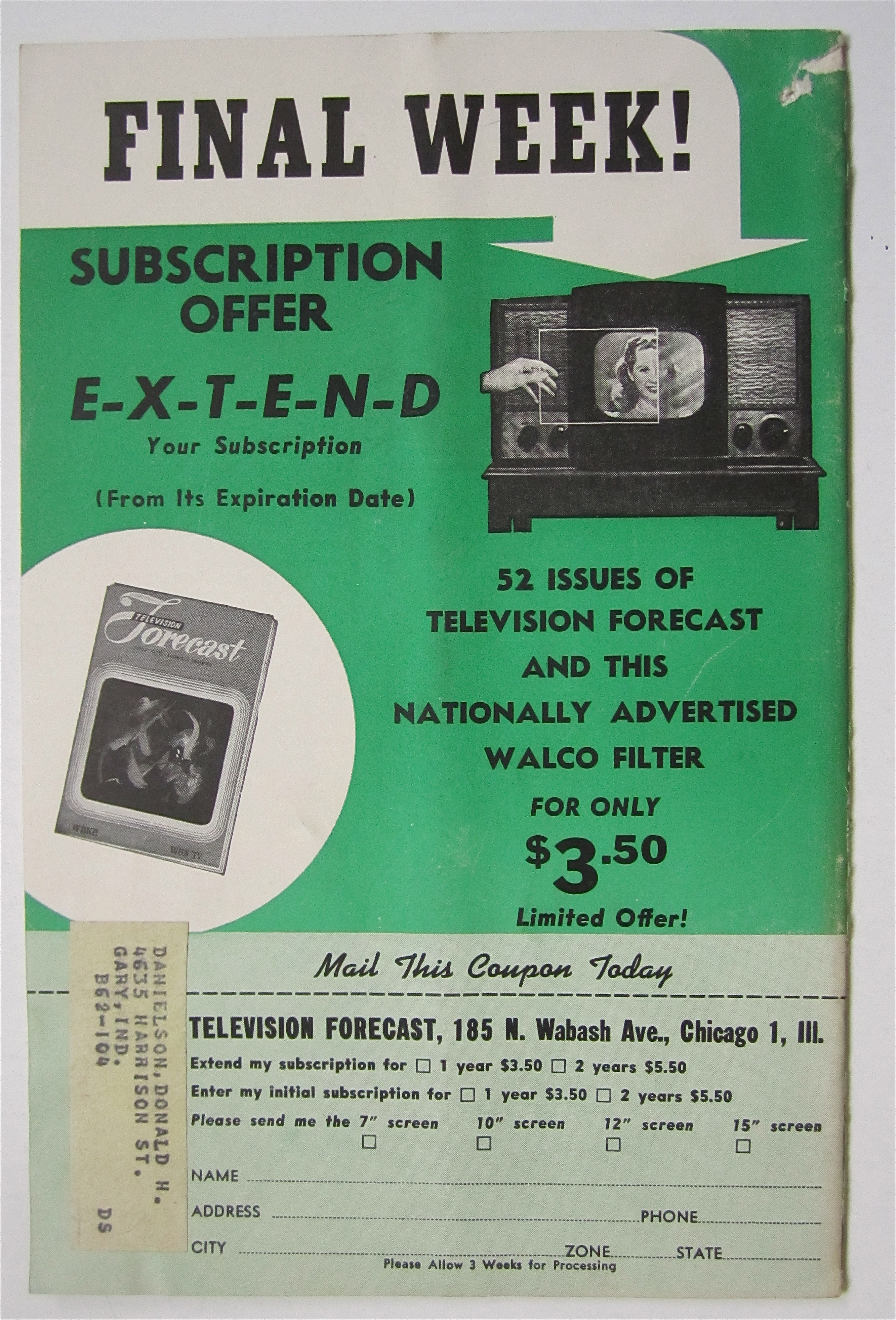 Television Forecast June 4, 1949 Wendy Barrie