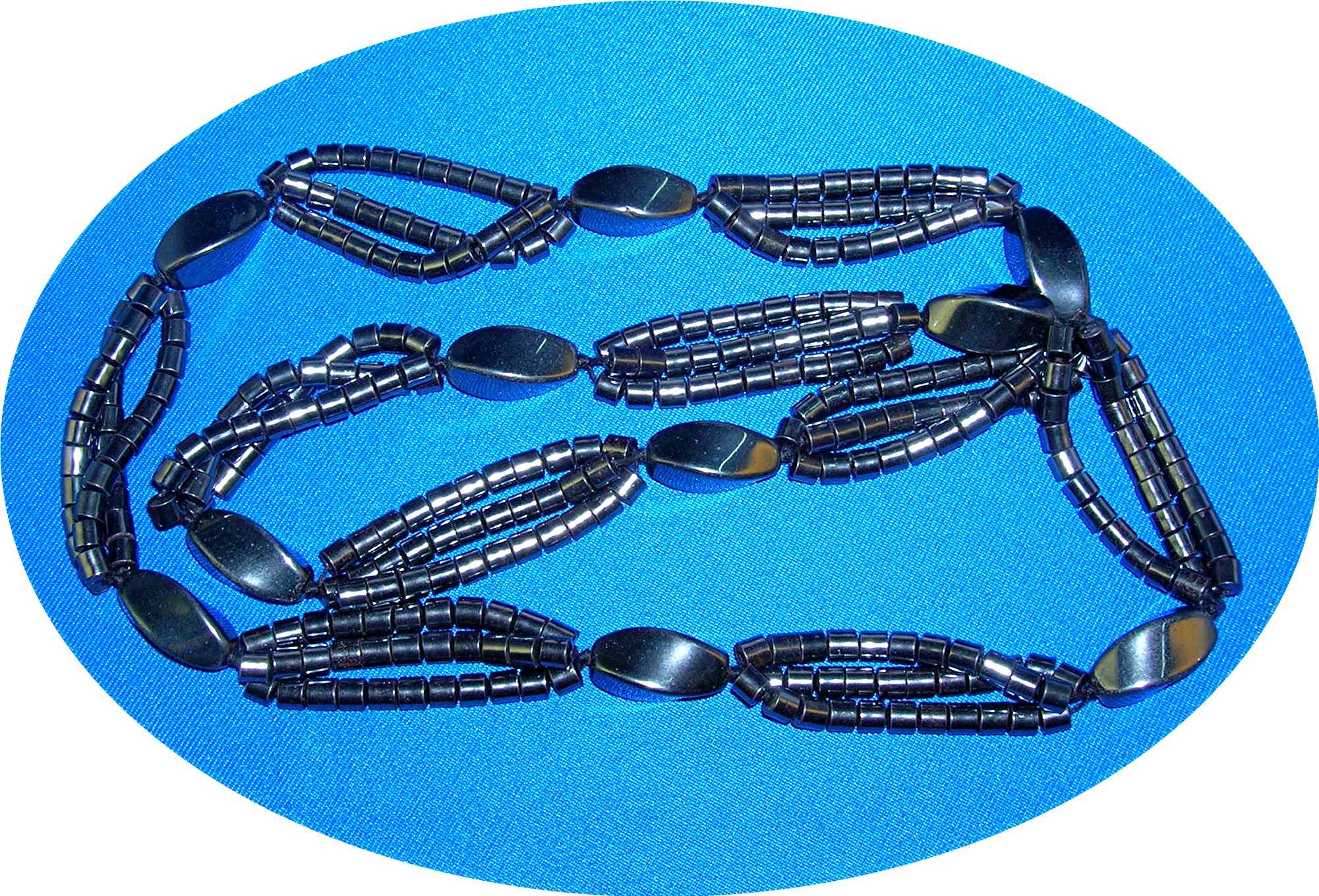 28 Inch 3 Strand Grey  HEMATITE Bead Necklace