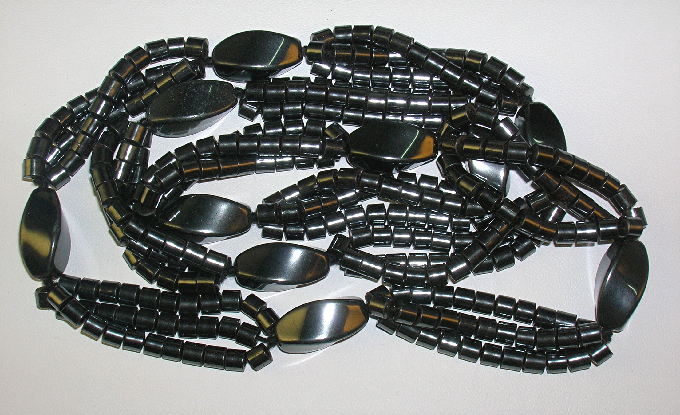 28 Inch 3 Strand Grey  HEMATITE Bead Necklace