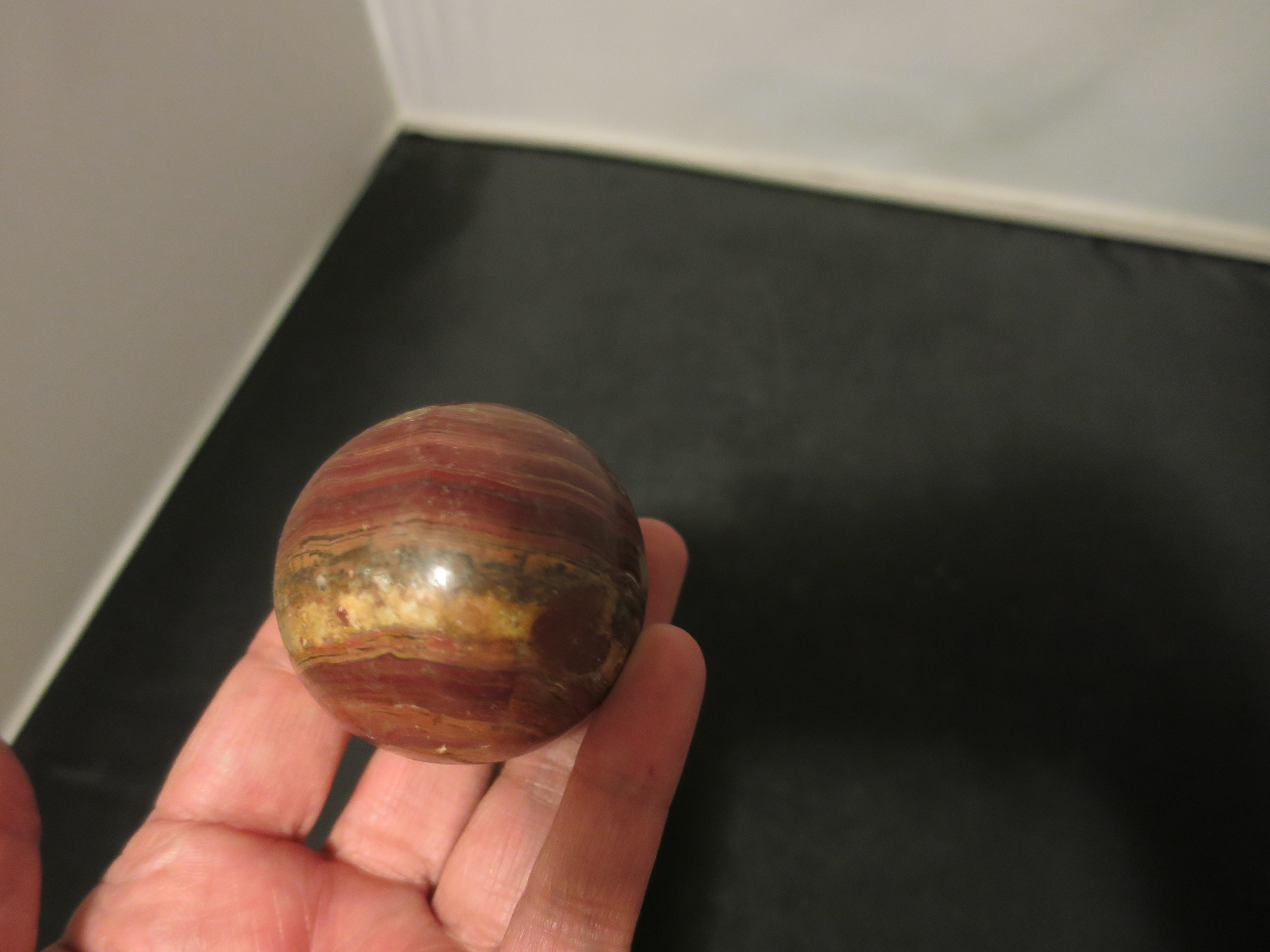 Vintage Onyx Stone Ball Sphere 3 inch Mid Century Healing