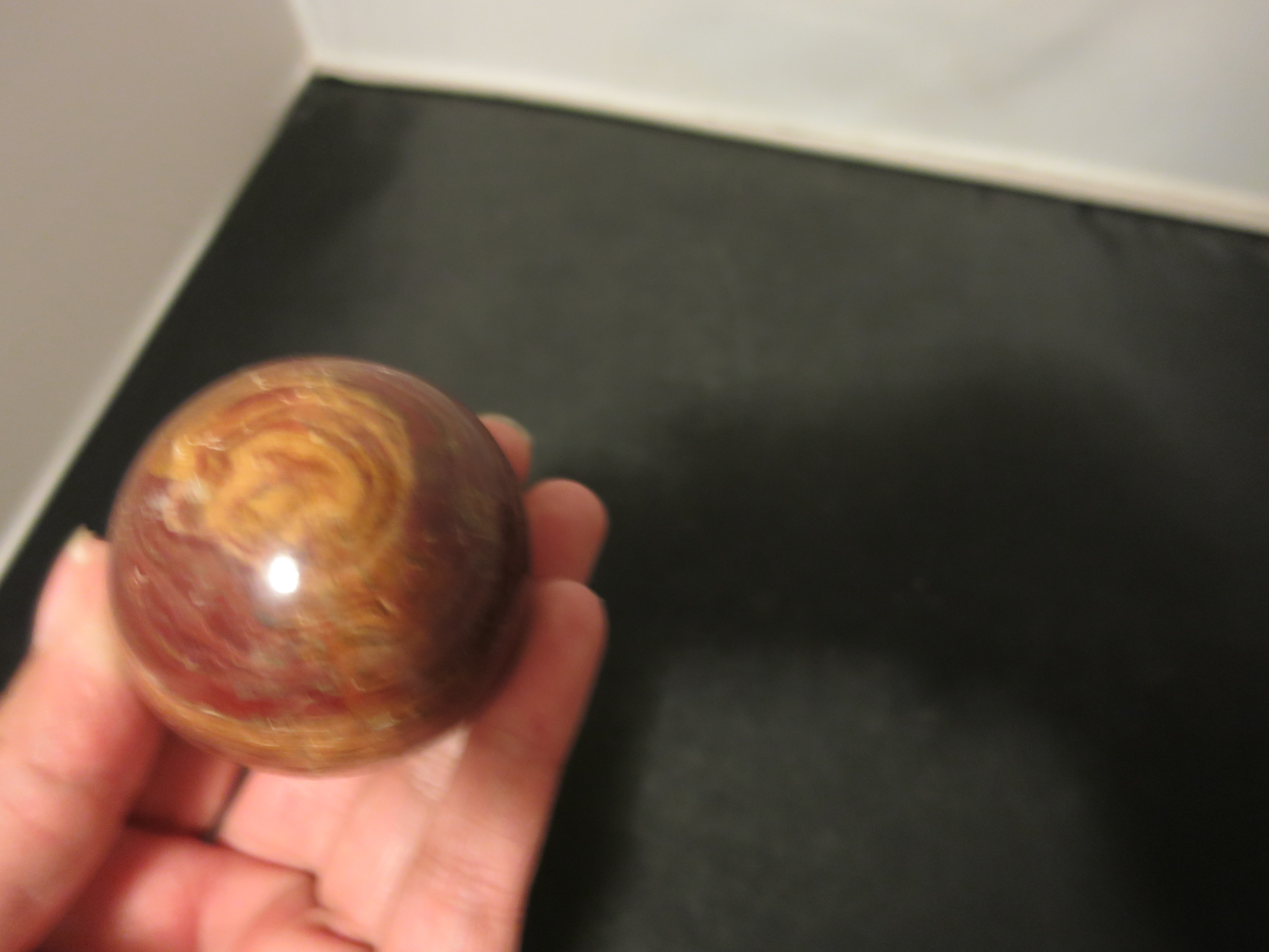 Vintage Onyx Stone Ball Sphere 3 inch Mid Century Healing