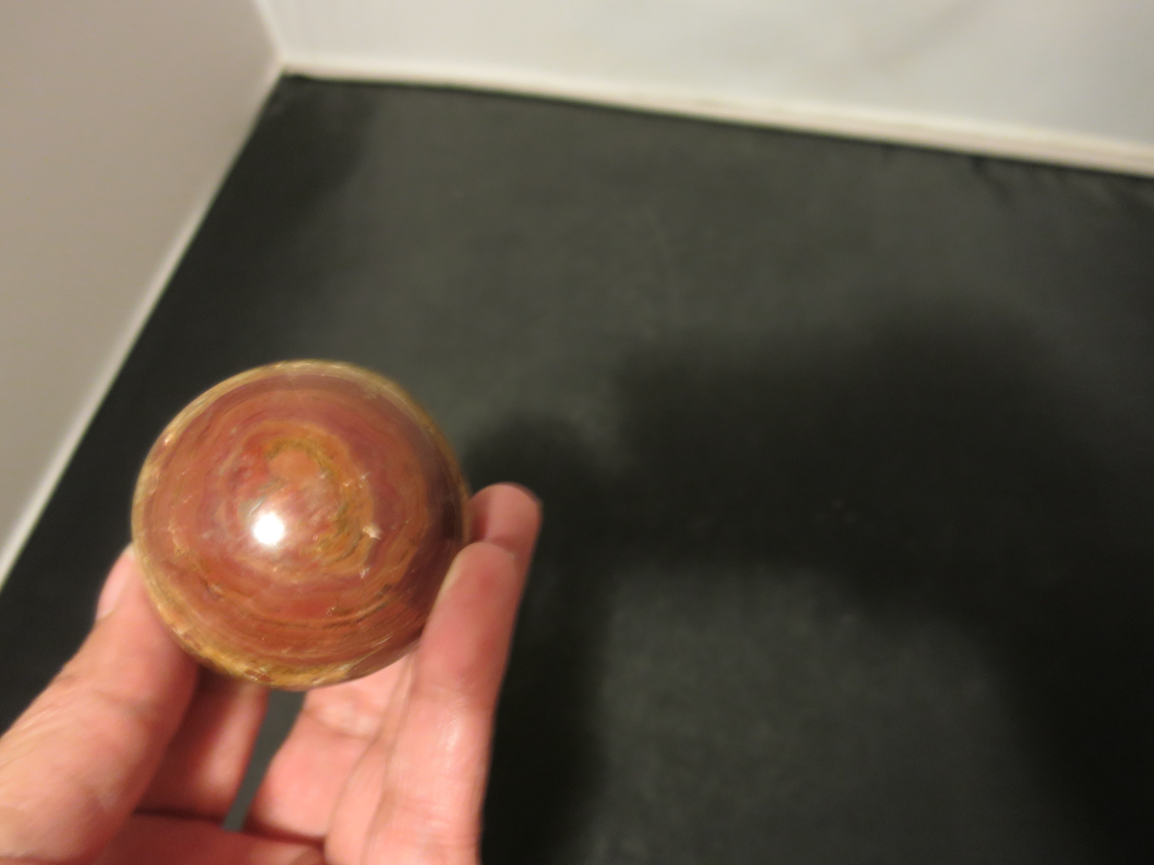 Vintage Onyx Stone Ball Sphere 3 inch Mid Century Healing
