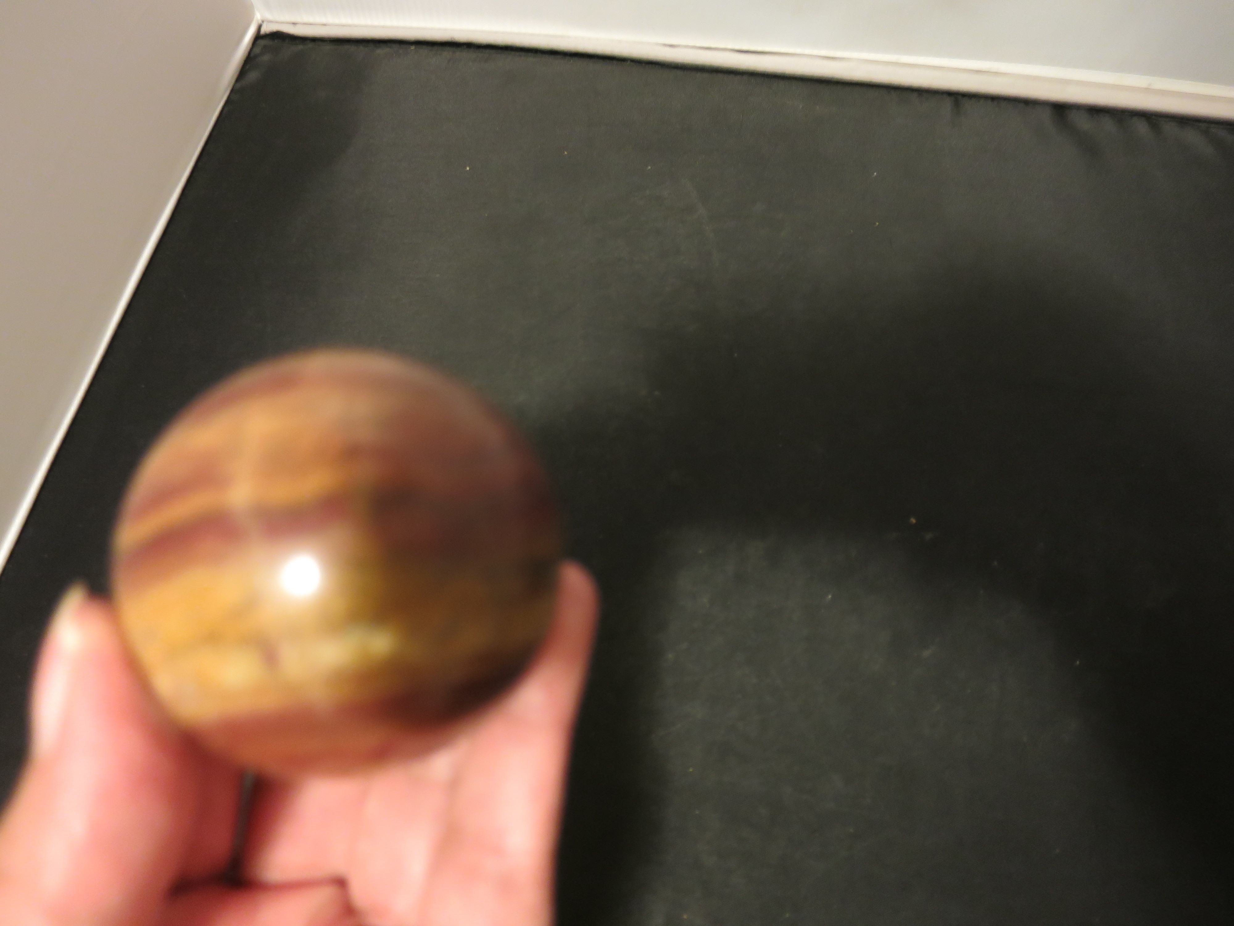 Vintage Onyx Stone Ball Sphere 3 inch Mid Century Healing