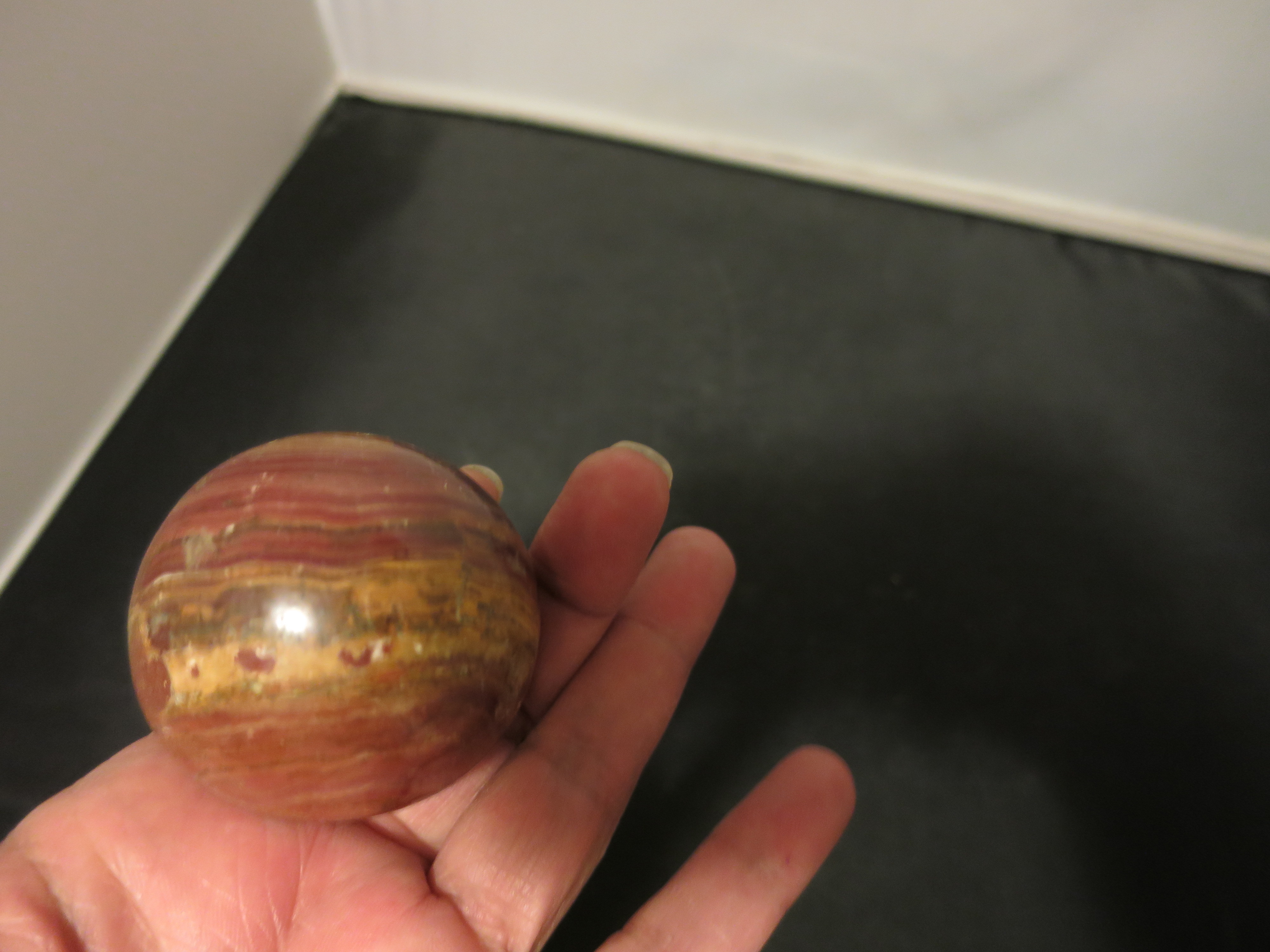 Vintage Onyx Stone Ball Sphere 3 inch Mid Century Healing