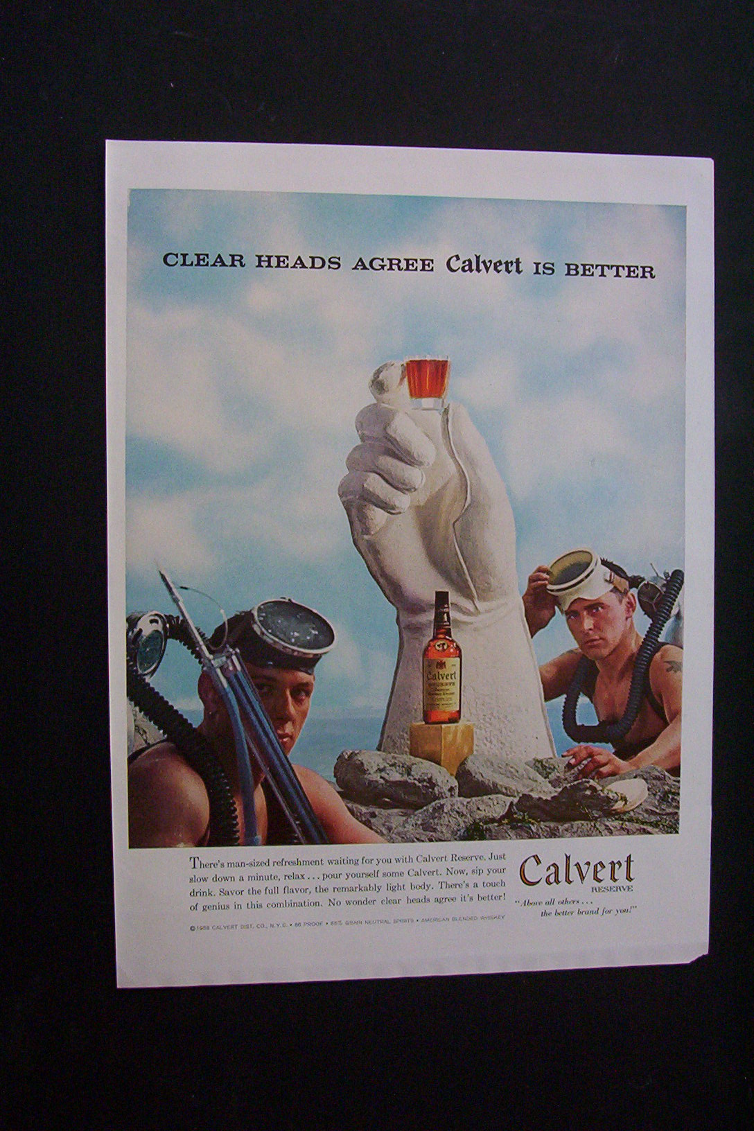 1958 Dual Ad: Lucky Strike Cigarette & Calvert Whiskey
