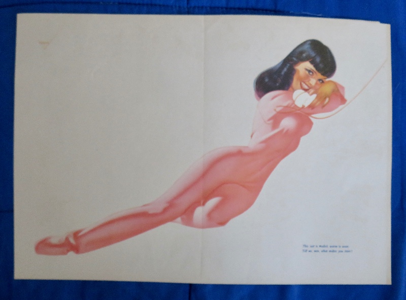 Original 1947 Sexy Pin Up Girl Woman Wearing Pink One Piece Pajamas While Talking On The Telephone By George Petty