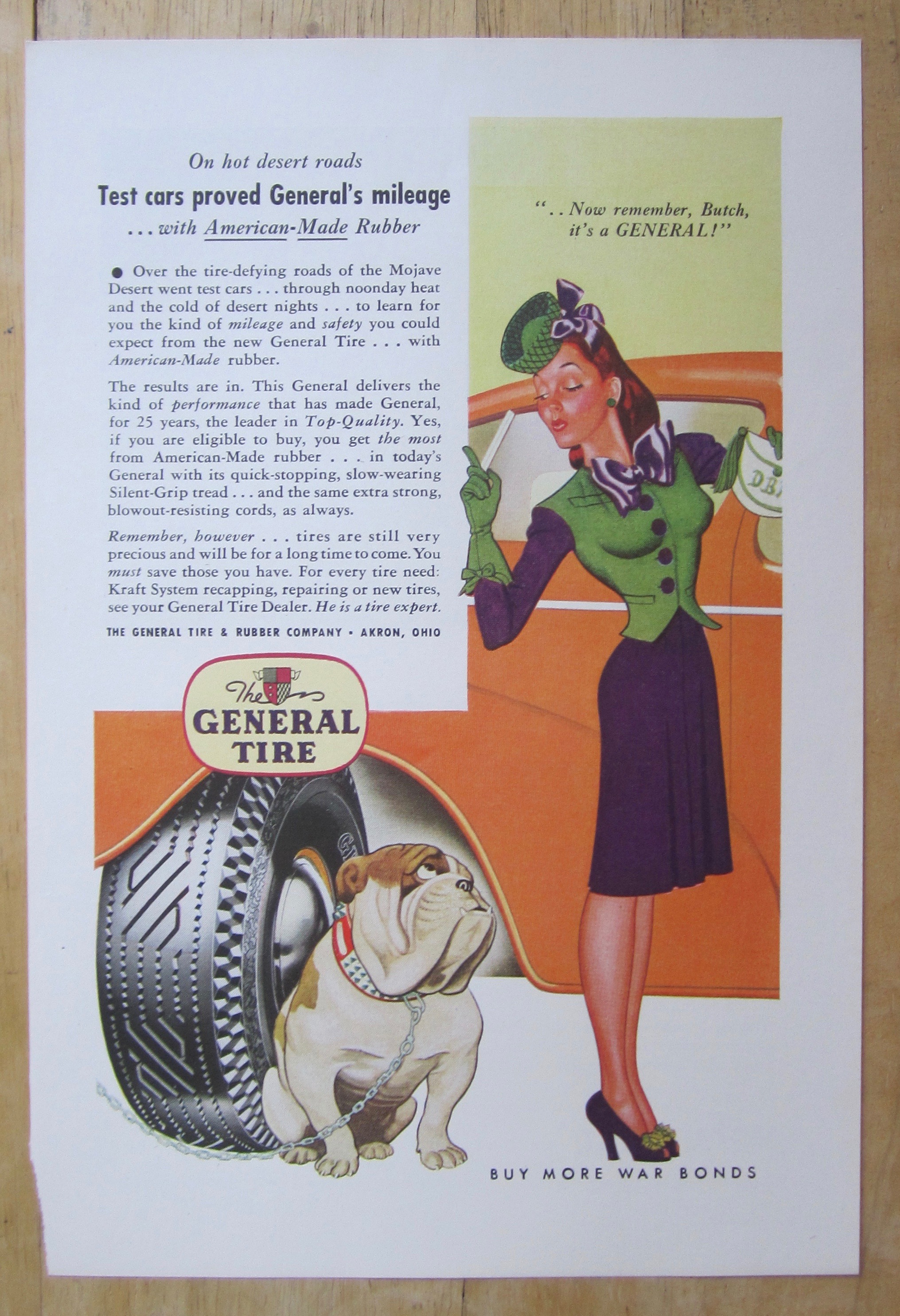 1944 General Tire w/Woman Shaking Her Finger At A Dog