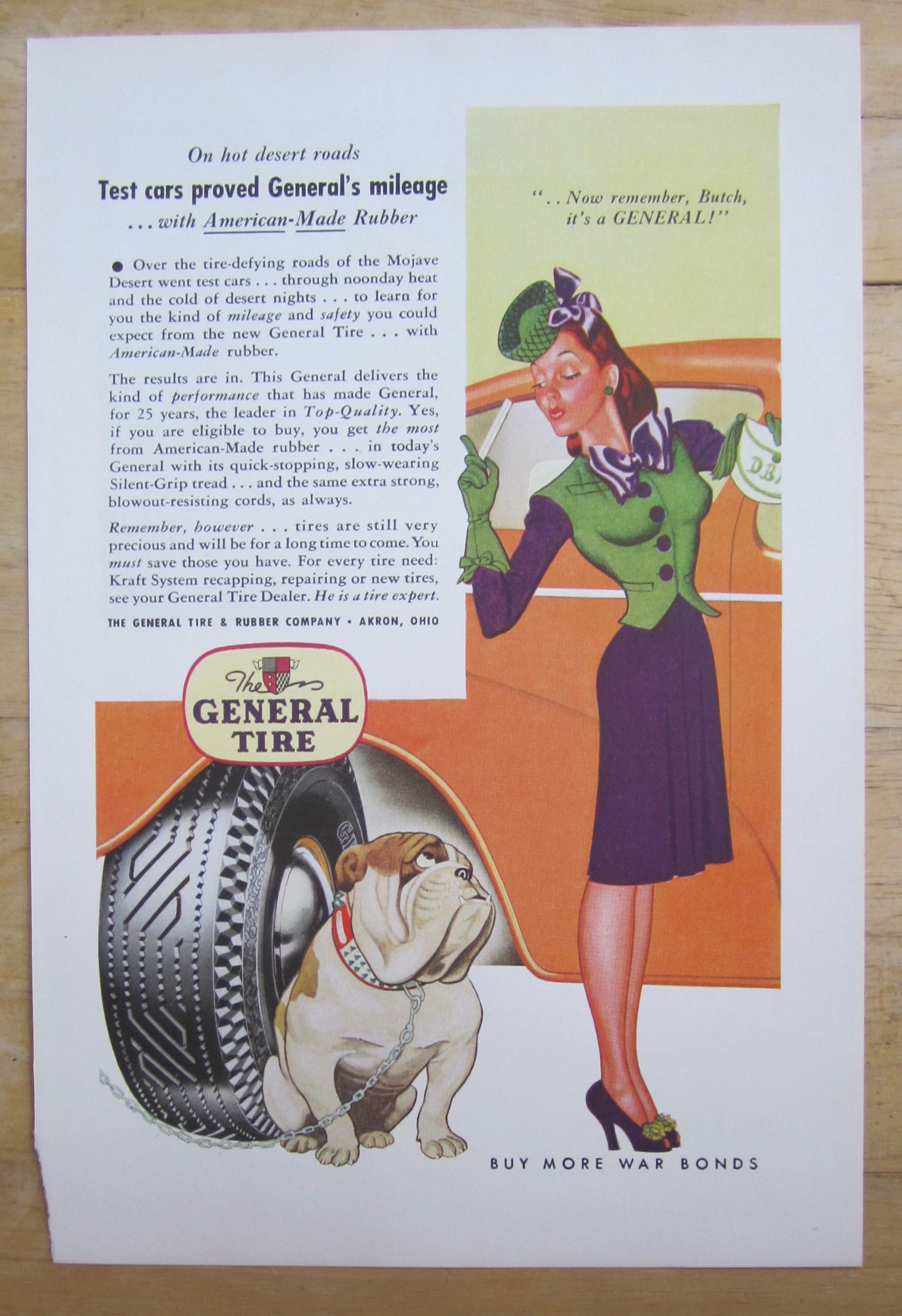 1944 General Tire w/Woman Shaking Her Finger At A Dog
