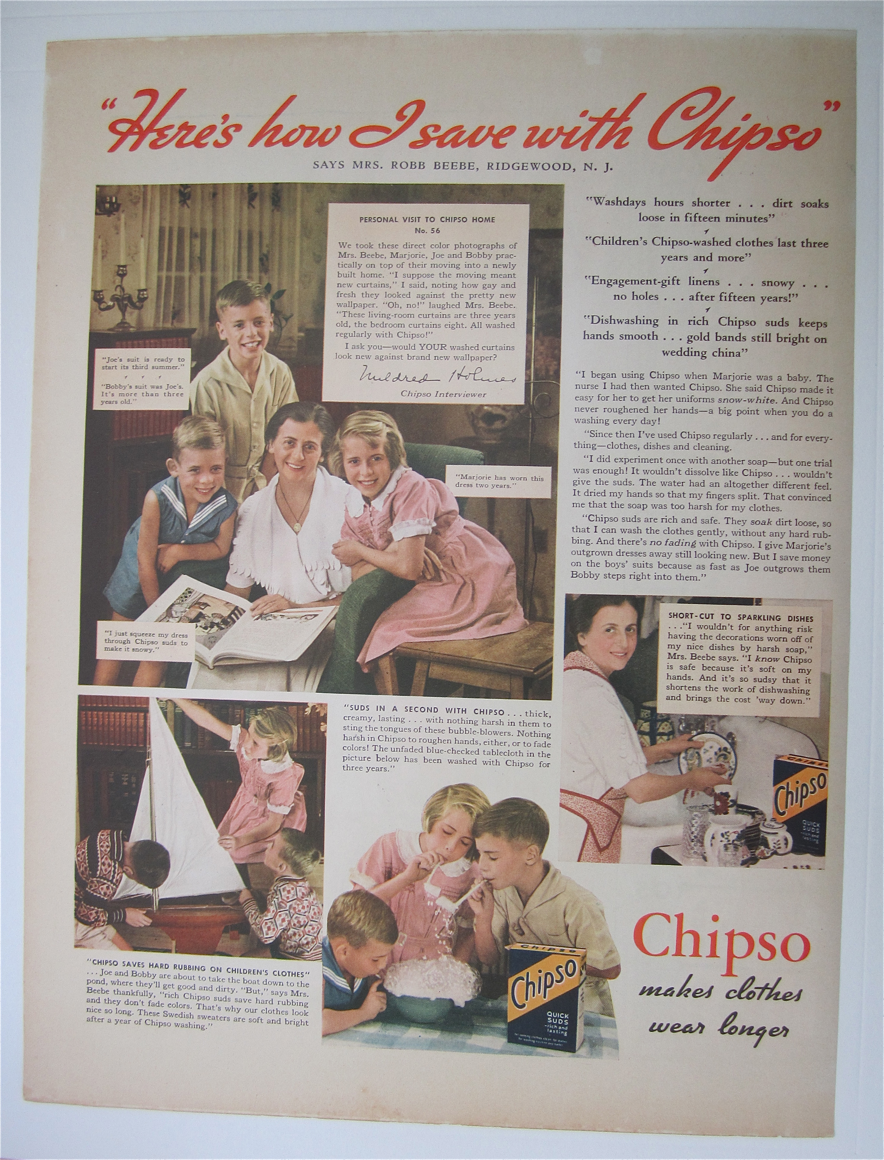 1936 Chipso Quick Suds with Woman & Her Children