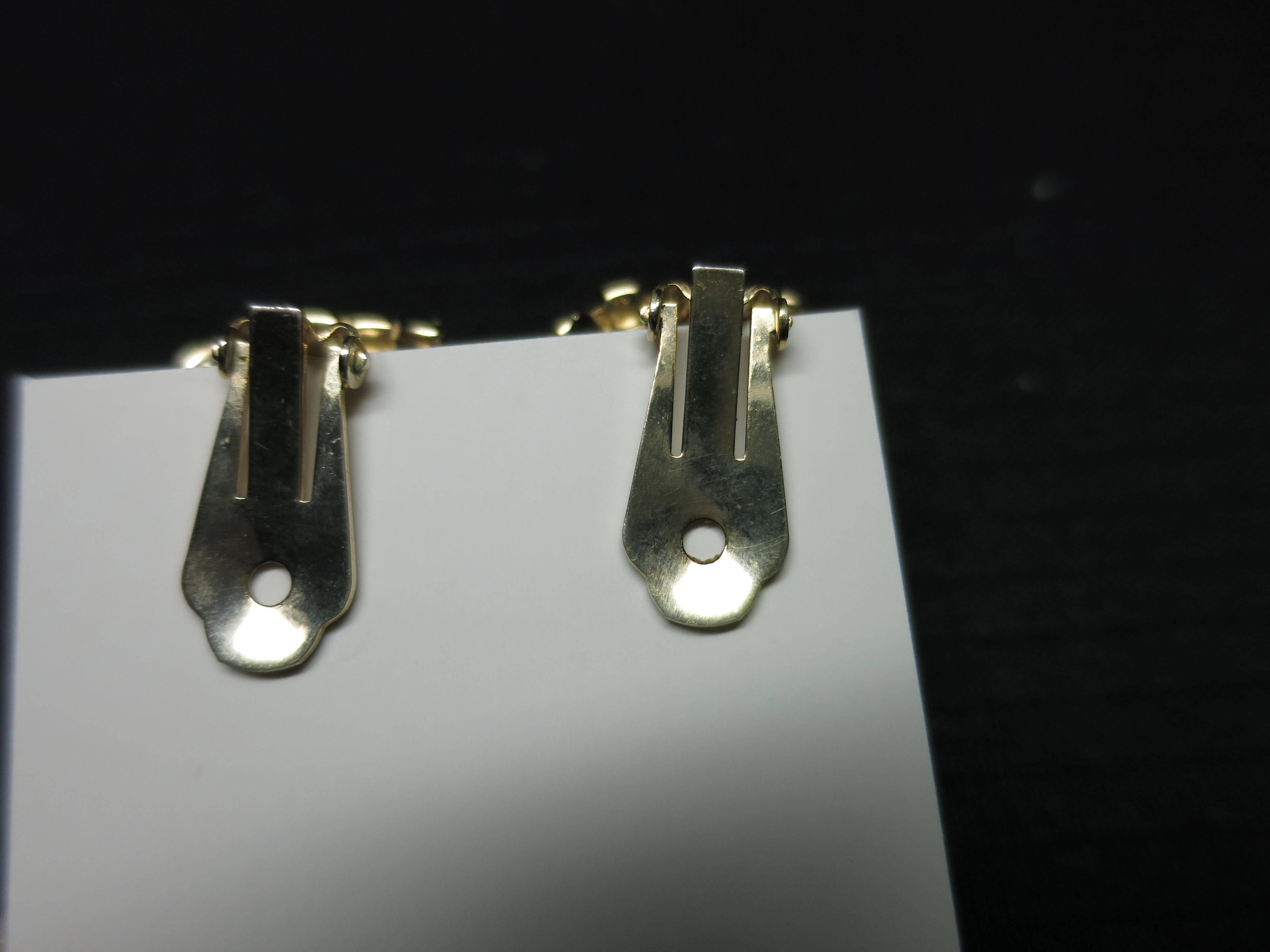 Clip On Earrings Faux Cat Eye with Blue Rhinestones