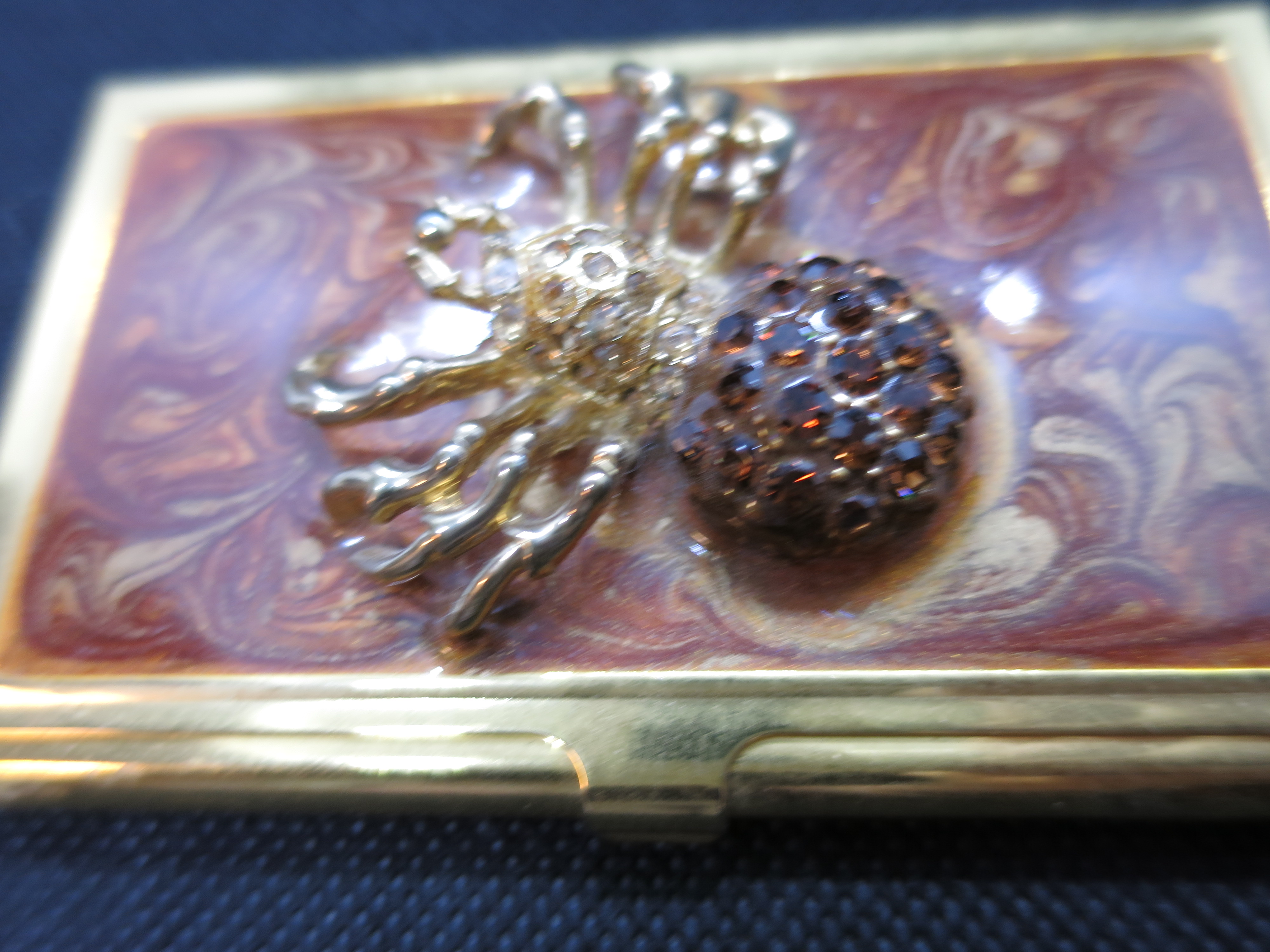 Business Card Holder with Rhinestone Spider Rare Find