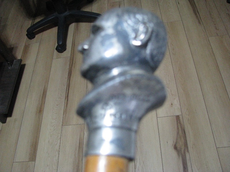 Vintage Cast Metal Bust of President Mc Kinley Walking Cane
