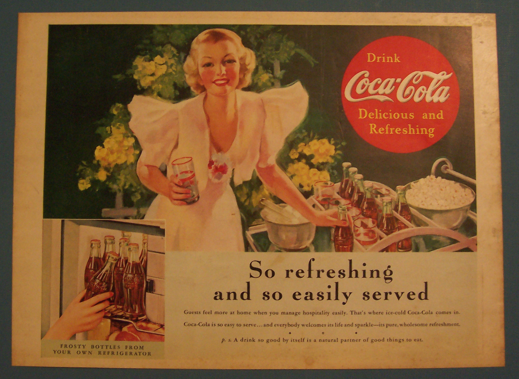 1937 Coca-Cola (Coke) with Woman Holding Glass