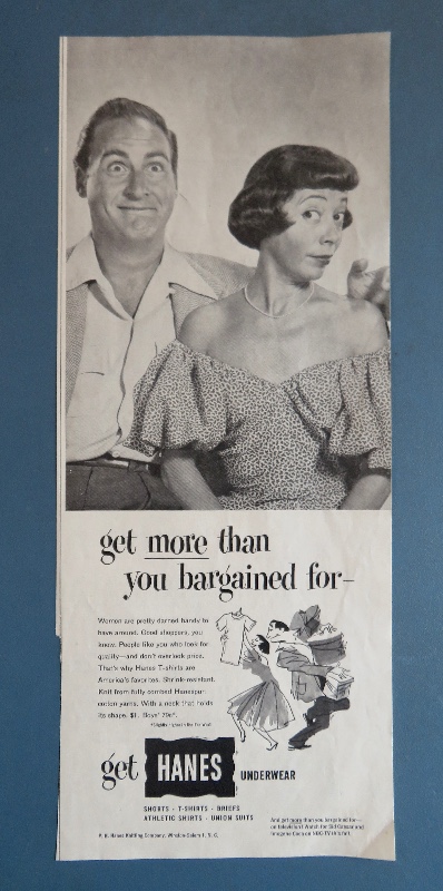 1952 Hanes Underwear with Television's Sid Caesar & Imogene Coca