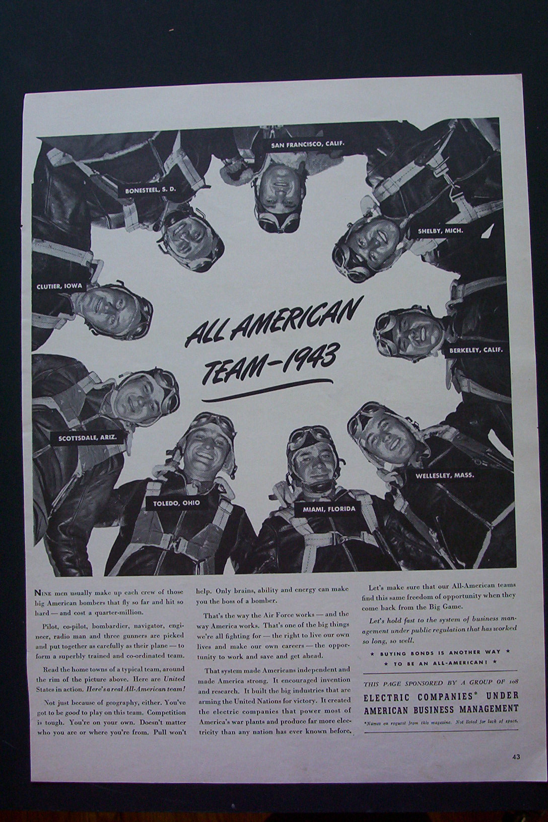 1943 Electric Companies with the All American Team