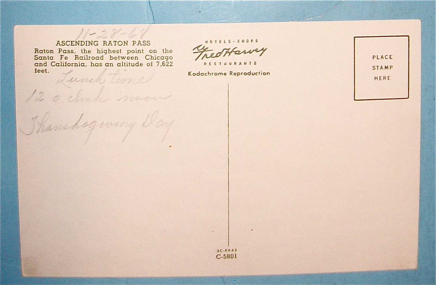 Raton Pass Postcard (Highest Point On Santa Fe RR)