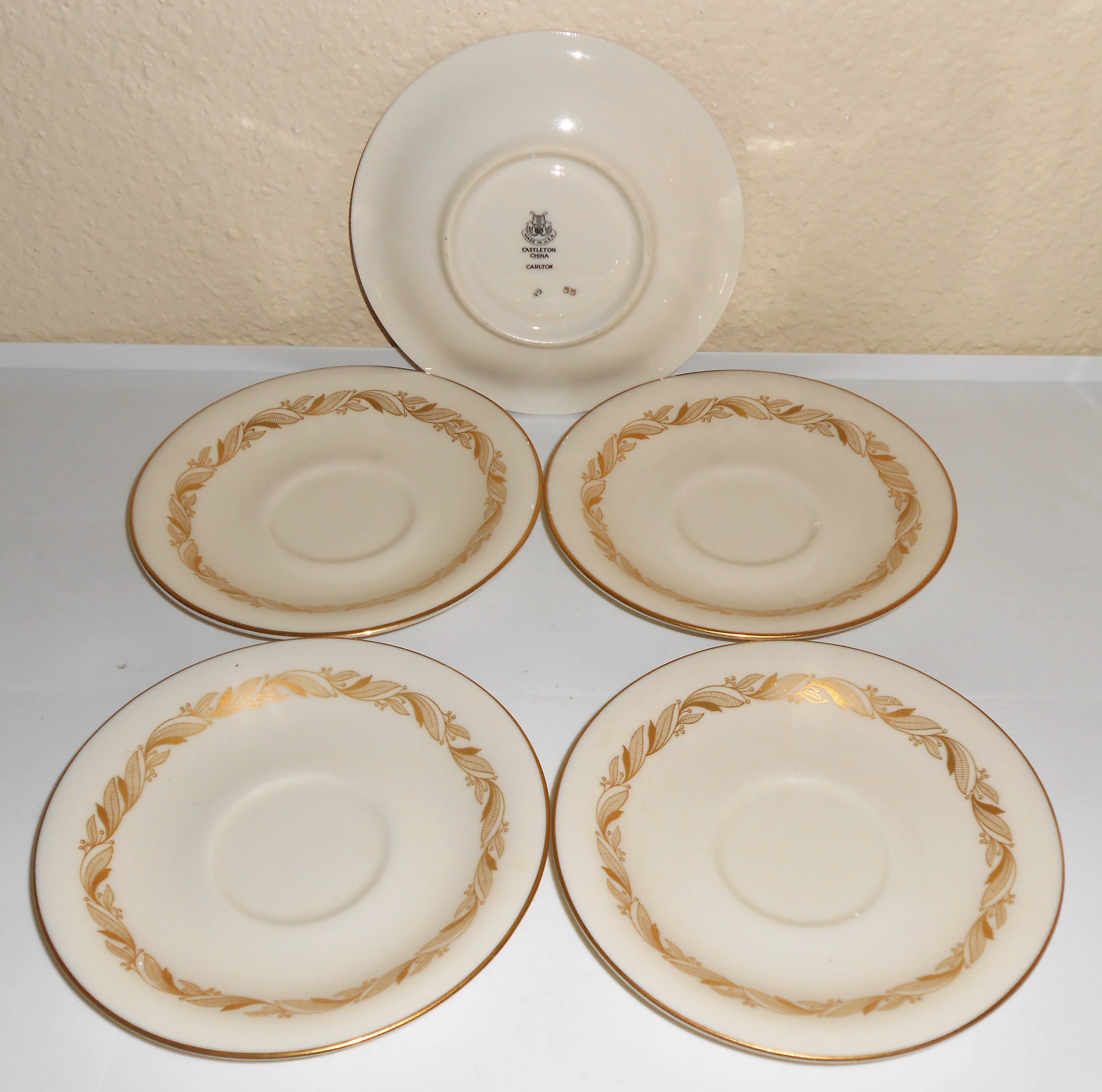 Castleton China Carlton Set/5 Saucers! MINT!