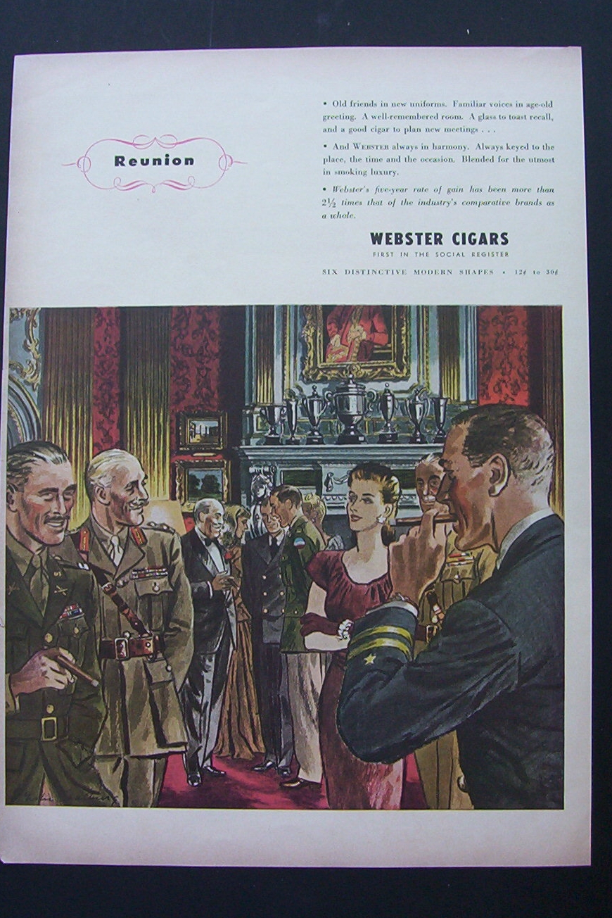 1943 Webster Cigars with Service Men Smoking Cigars