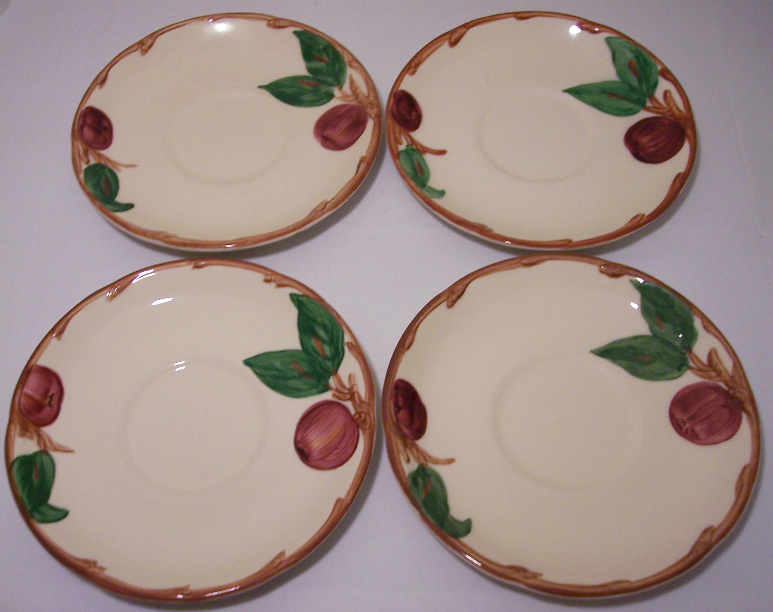 Franciscan Pottery Apple U.s.a. Set/4 Saucers!
