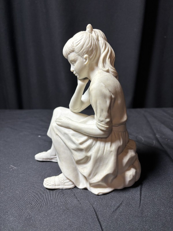 Andrea by Sadek Porcelain Girl Sitting on Rock Figurine #6633 Japan 7.5”