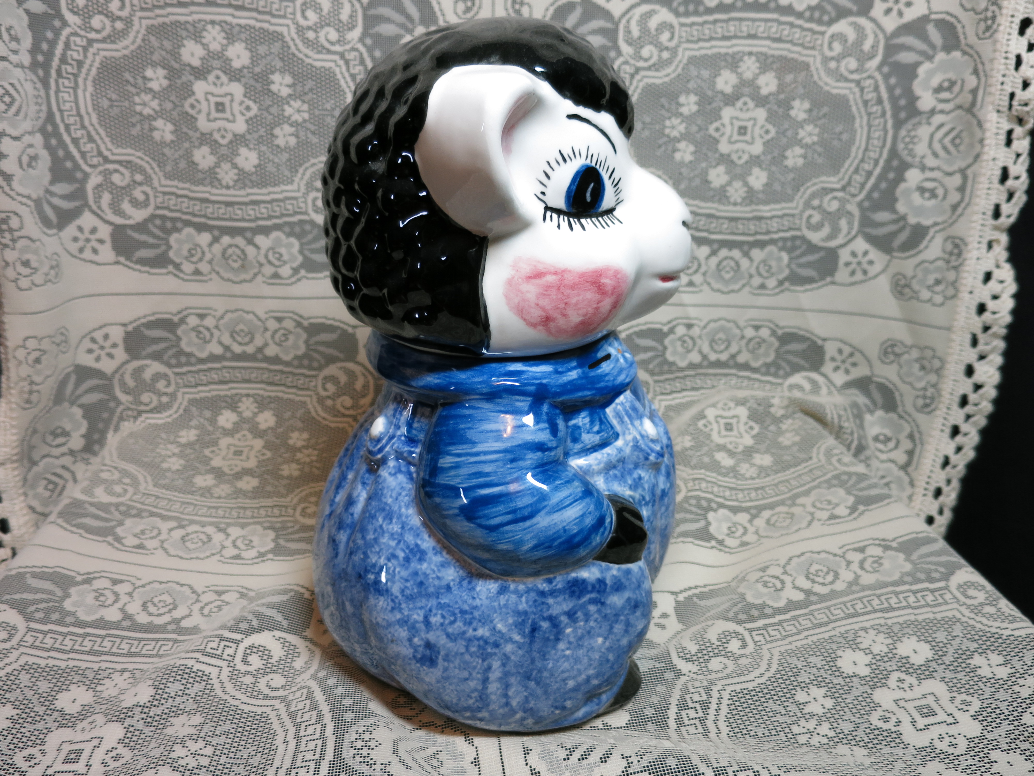 Sheep Cookie Jar Hand Made Marked Franies USA