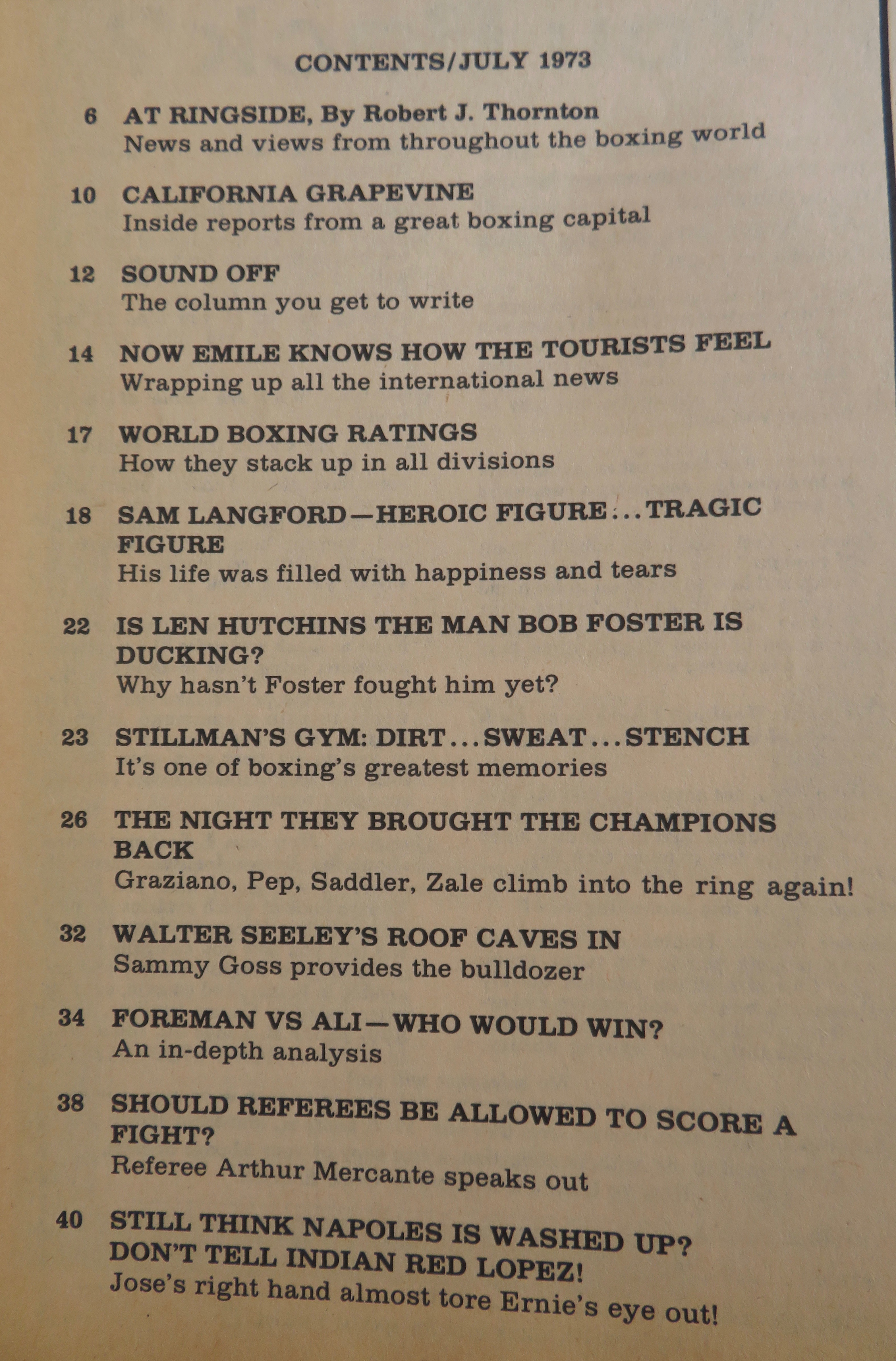 World Boxing Magazine July 1973 Foreman vs Ali