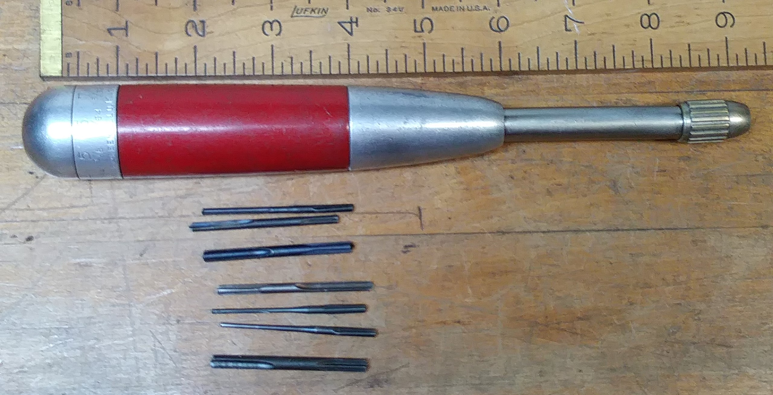 Millers Falls No. 100 Yankee Push Drill w/7 bits