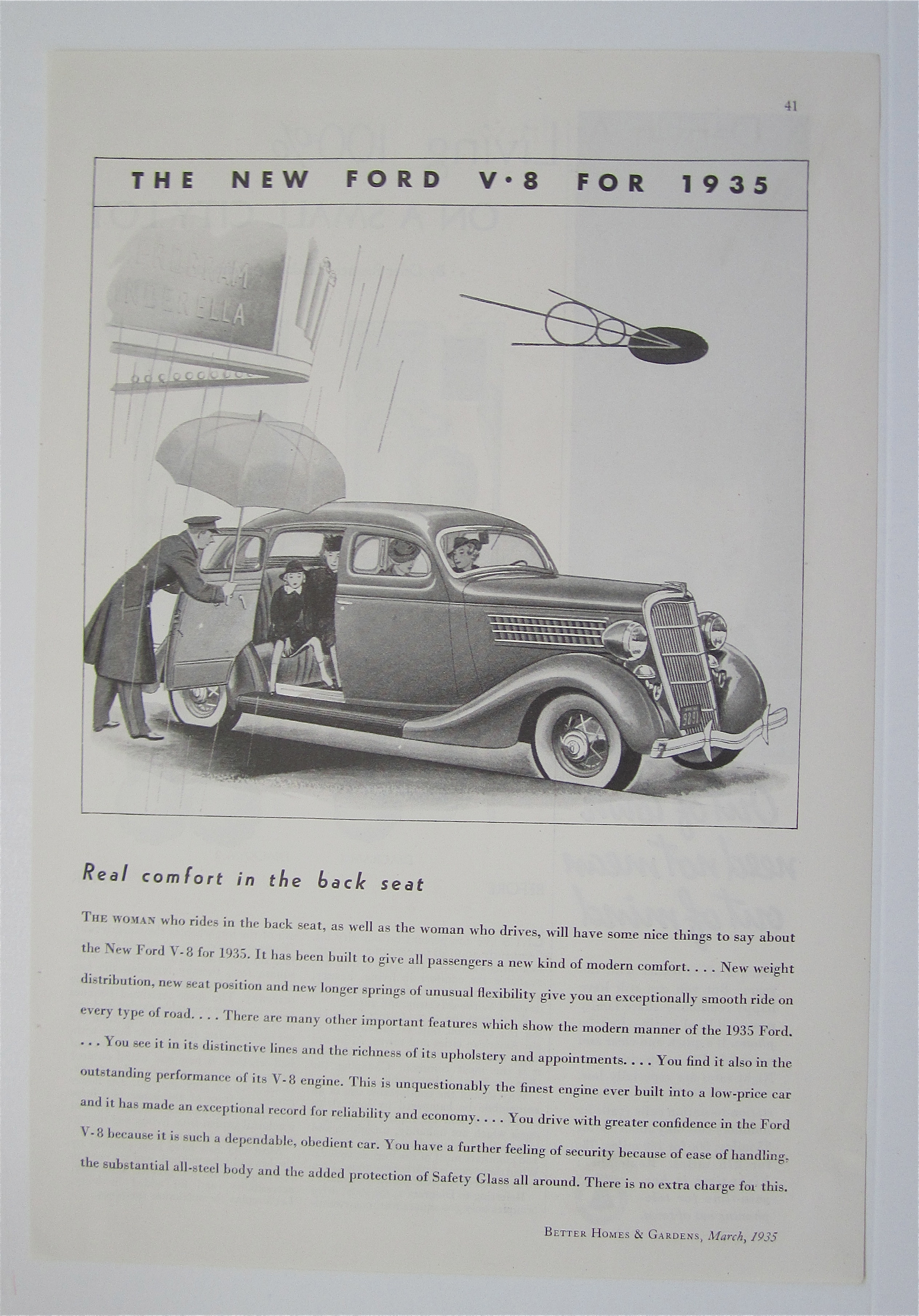 1935 Ford V-8 with Man Holding Umbrella