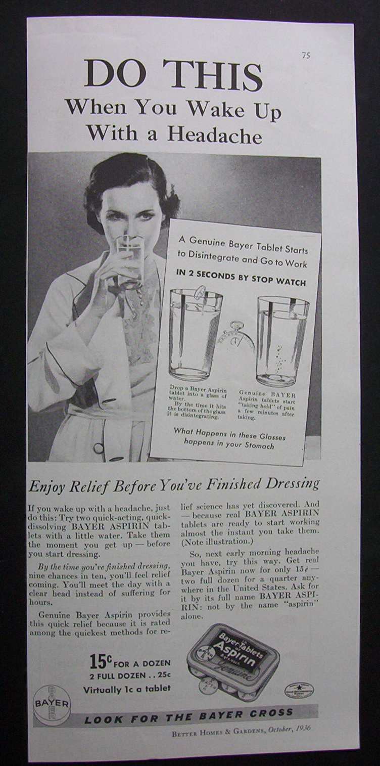 1936  Bayer  Aspirin