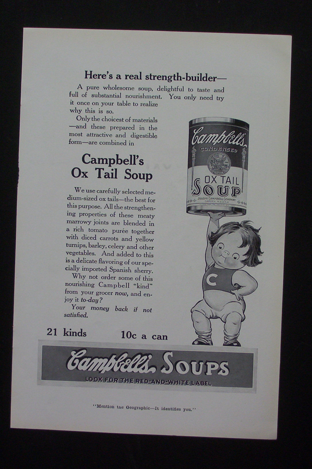1916 Campbell Soup with Campbell Kid Holding a Can