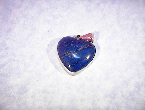 Sterling Silver Blue Lapis Heart Shaped Pendant.